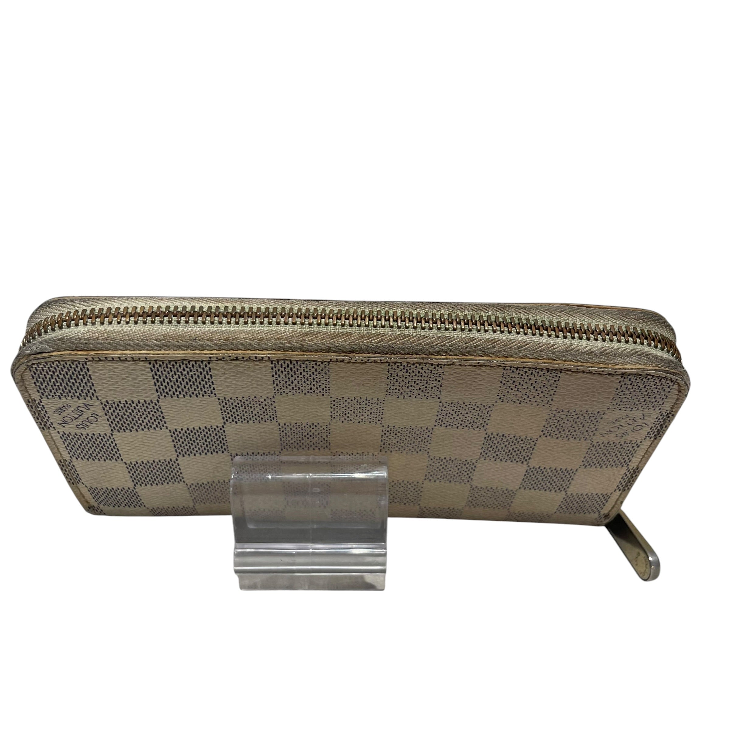LOUIS VUITTON/Long Wallet/Leather/WHT/L's/Damier Azur Zippy view 4