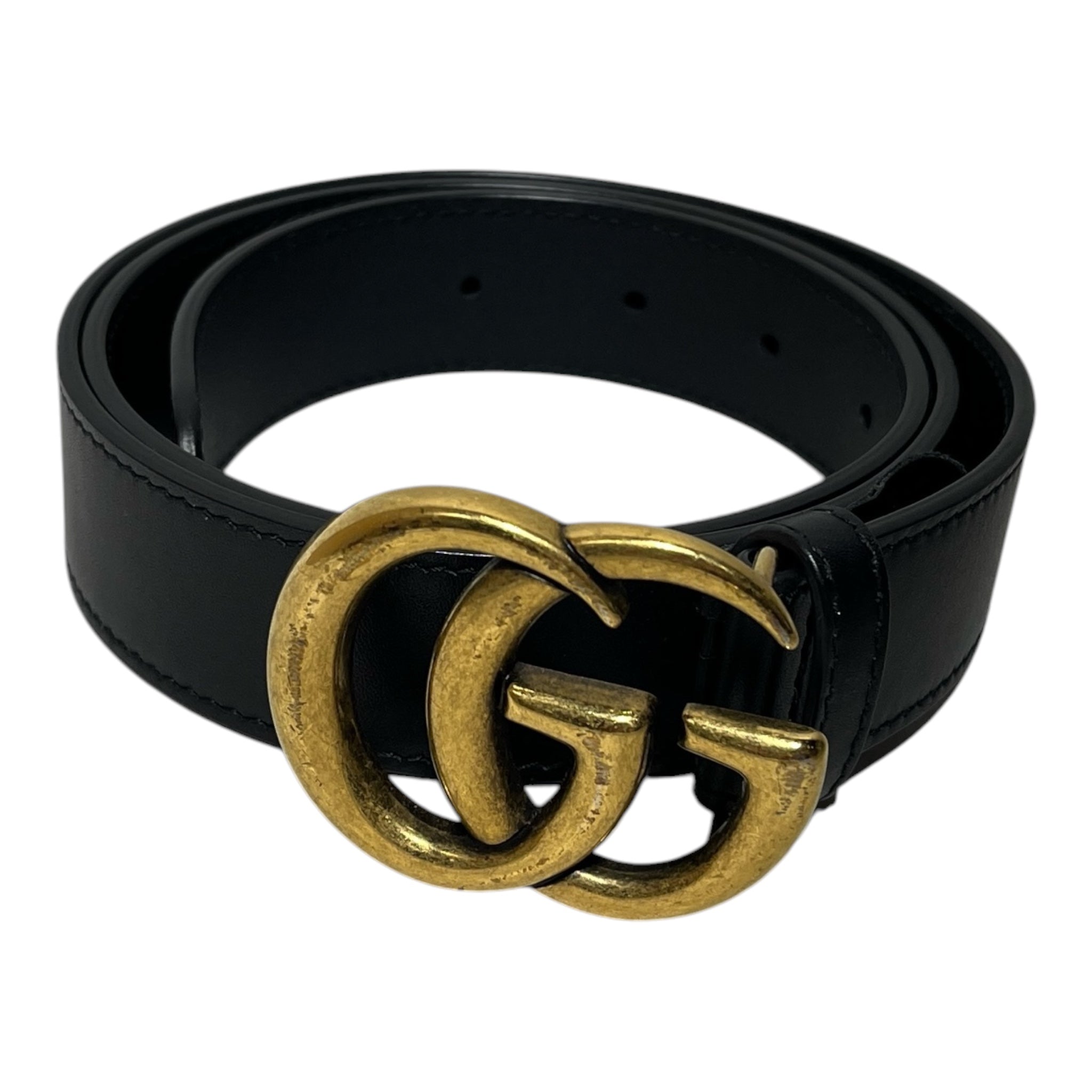 GUCCI/Belt/Leather/BLK/GOLD GG view 1