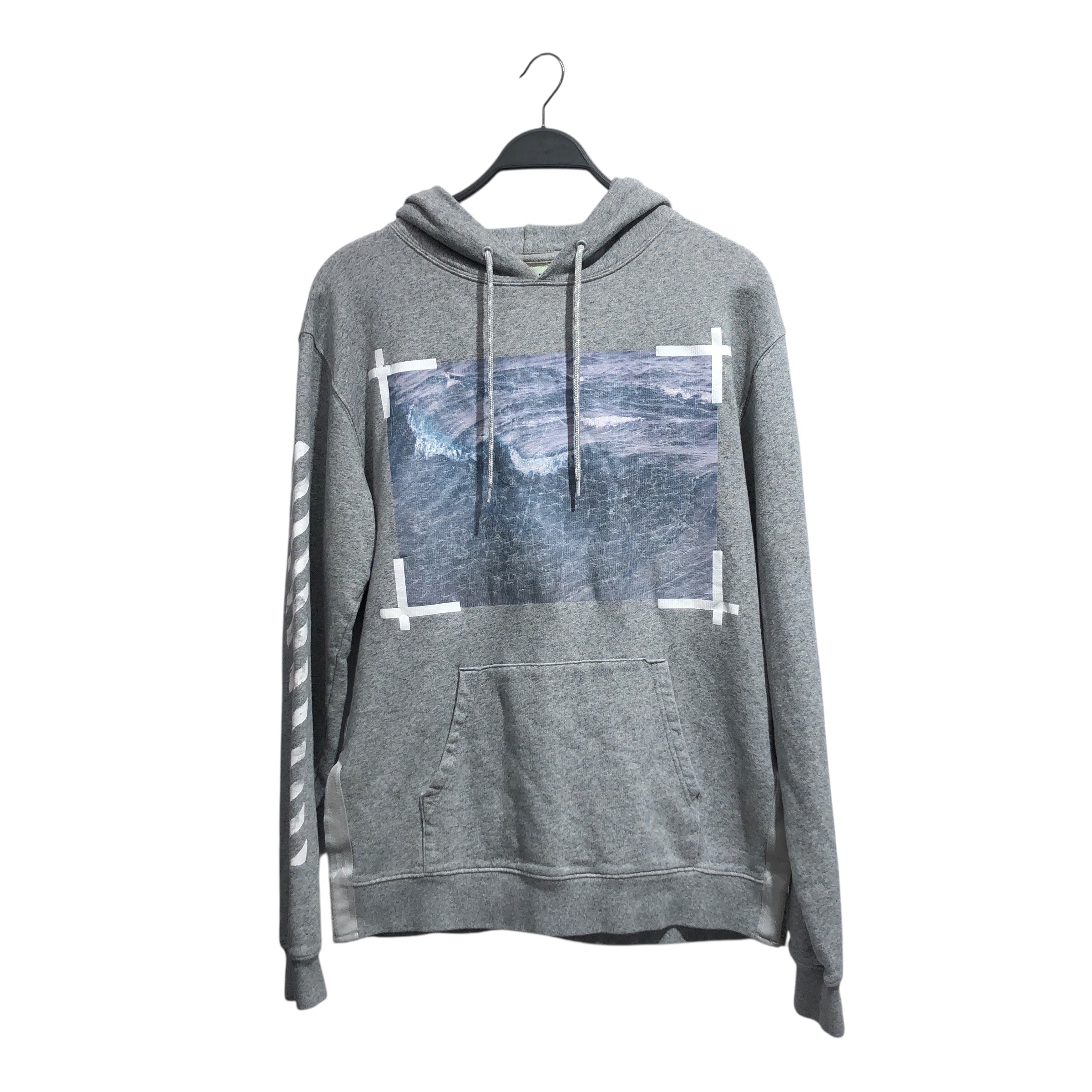 OFF-WHITE/Hoodie/M/Graphic/Cotton/GRY/wave graphic white stripes view 1