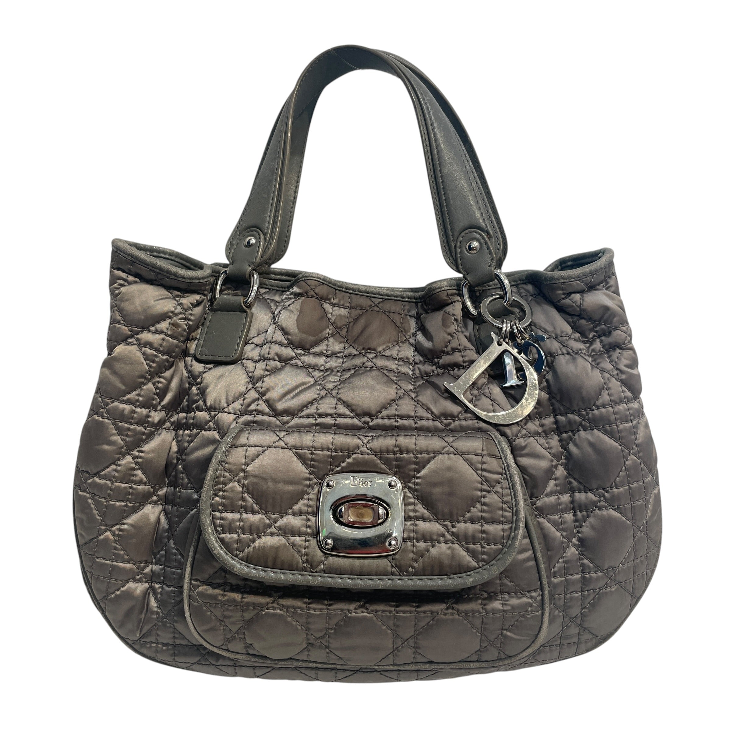 Christian Dior/Tote Bag/Nylon/GRY/Cannage Charming Lock Bag view 1