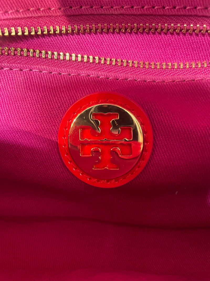TORY BURCH/Cross Body Bag/S/RED/PATENT LEATHER/FUSCHIA LINING
