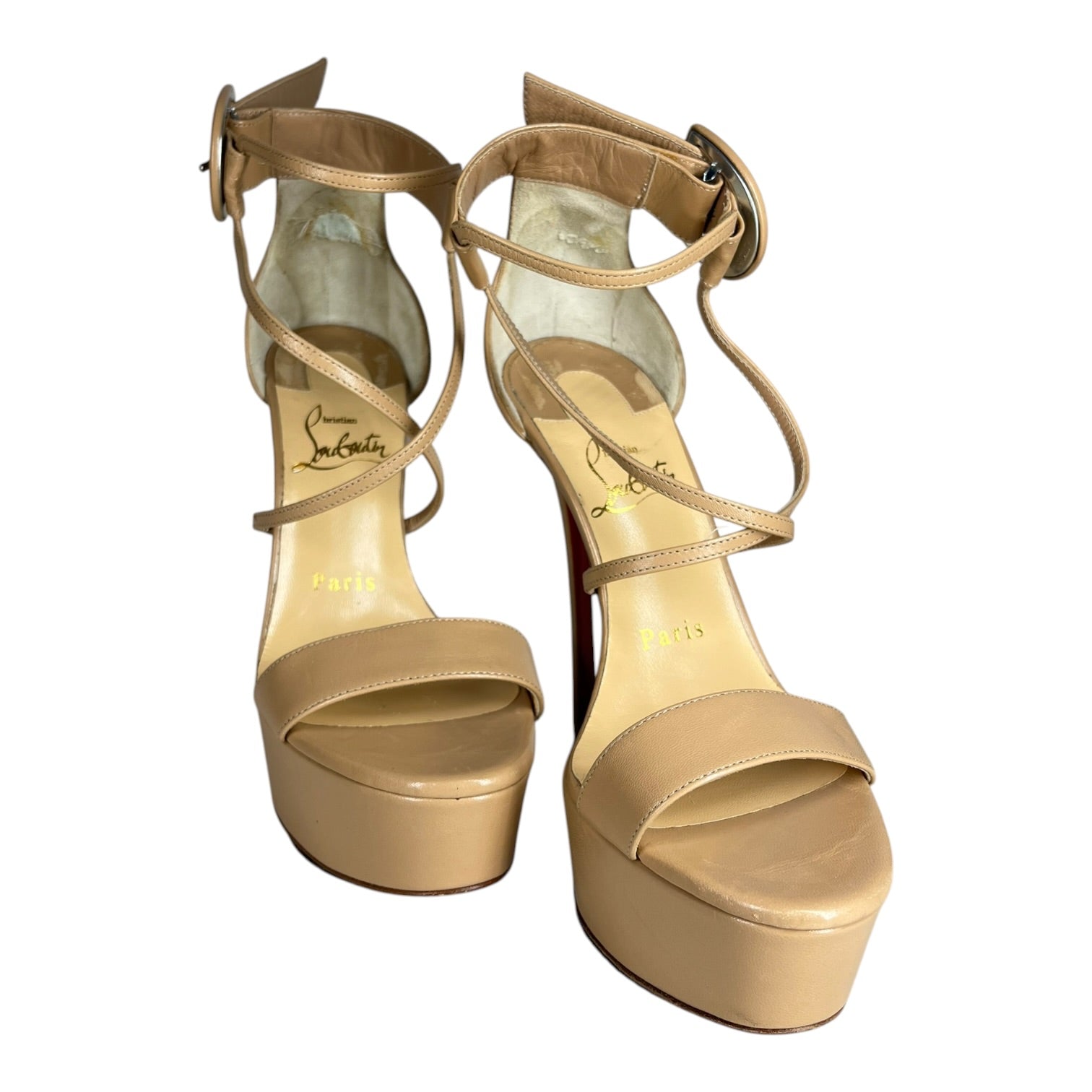 Christian Louboutin/Heels/EU 35/Leather/BEG/ANKLE STRAP HEELS view 1