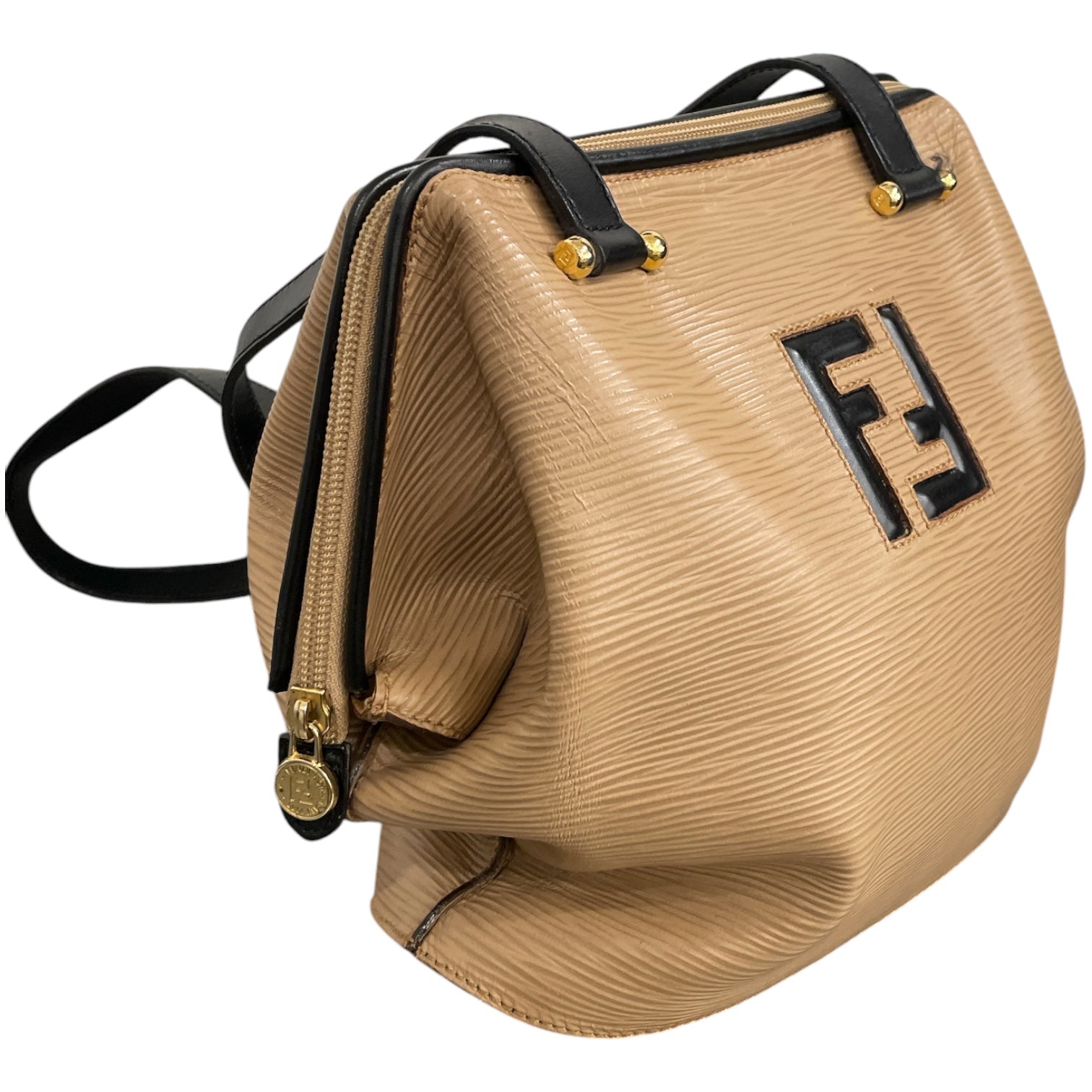 FENDI/Cross Body Bag/Leather/BEG/Beige Epi Leather Double F Bag view 6