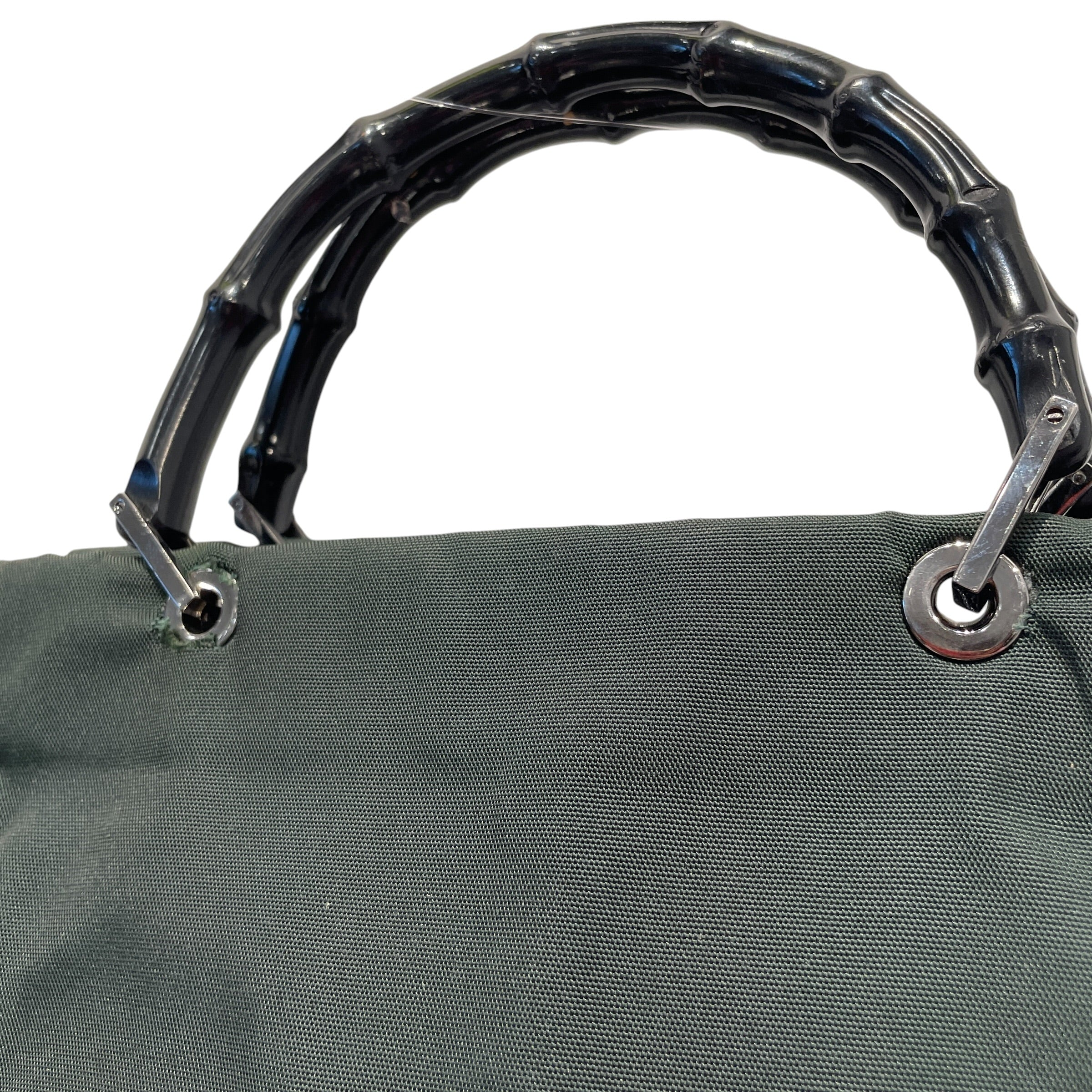 GUCCI/Bag/Nylon/GRN/Bambo Handle Green Tote view 4