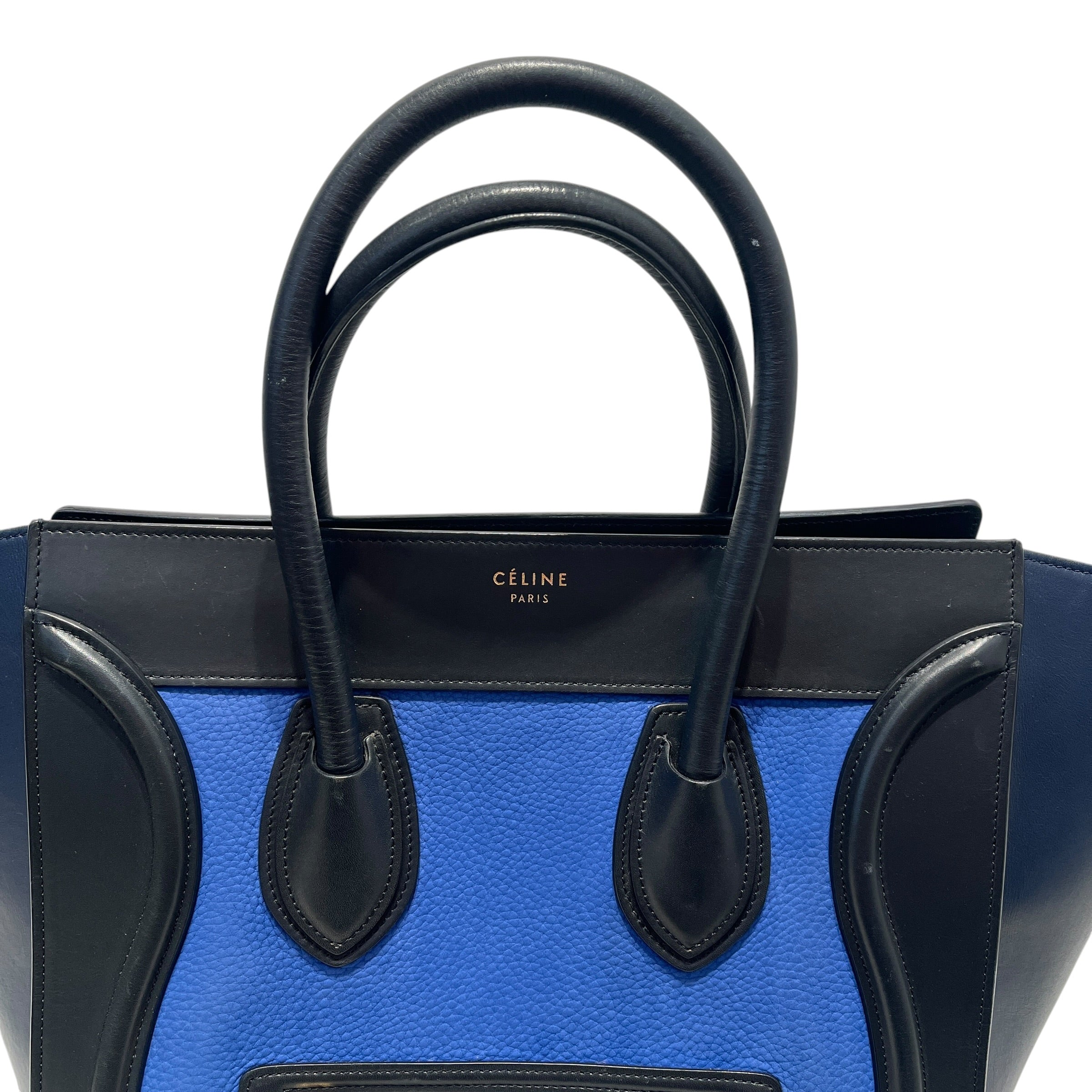 CELINE/Tote Bag/Border/Leather/BLU/Mini Luggage Tote in Blue view 7
