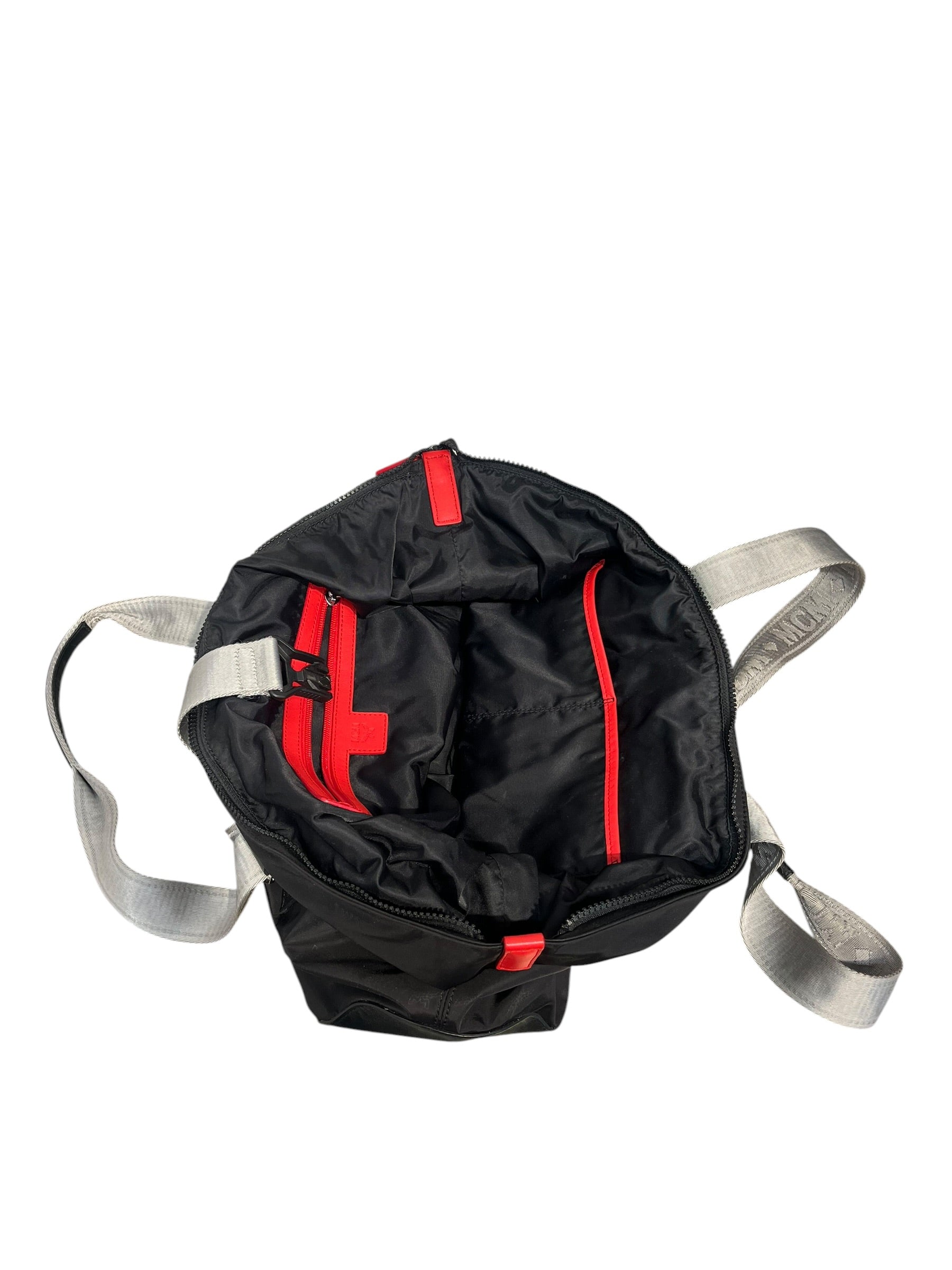 MCM/Tote Bag/Monogram/Nylon/BLK/ylw tag on buckle/ gry handles view 4