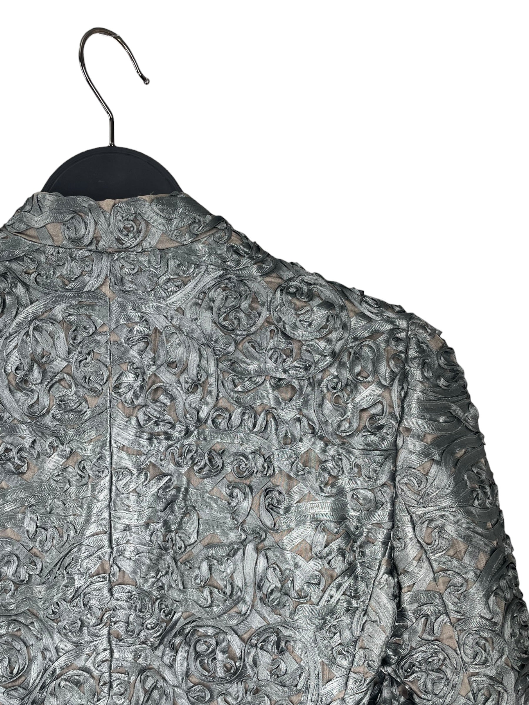 ARMANI COLLEZIONI/Tailored Jkt/XXS/All Over Print/Silk/SLV/RN 103723 ALL OVER SLVR JKT view 4