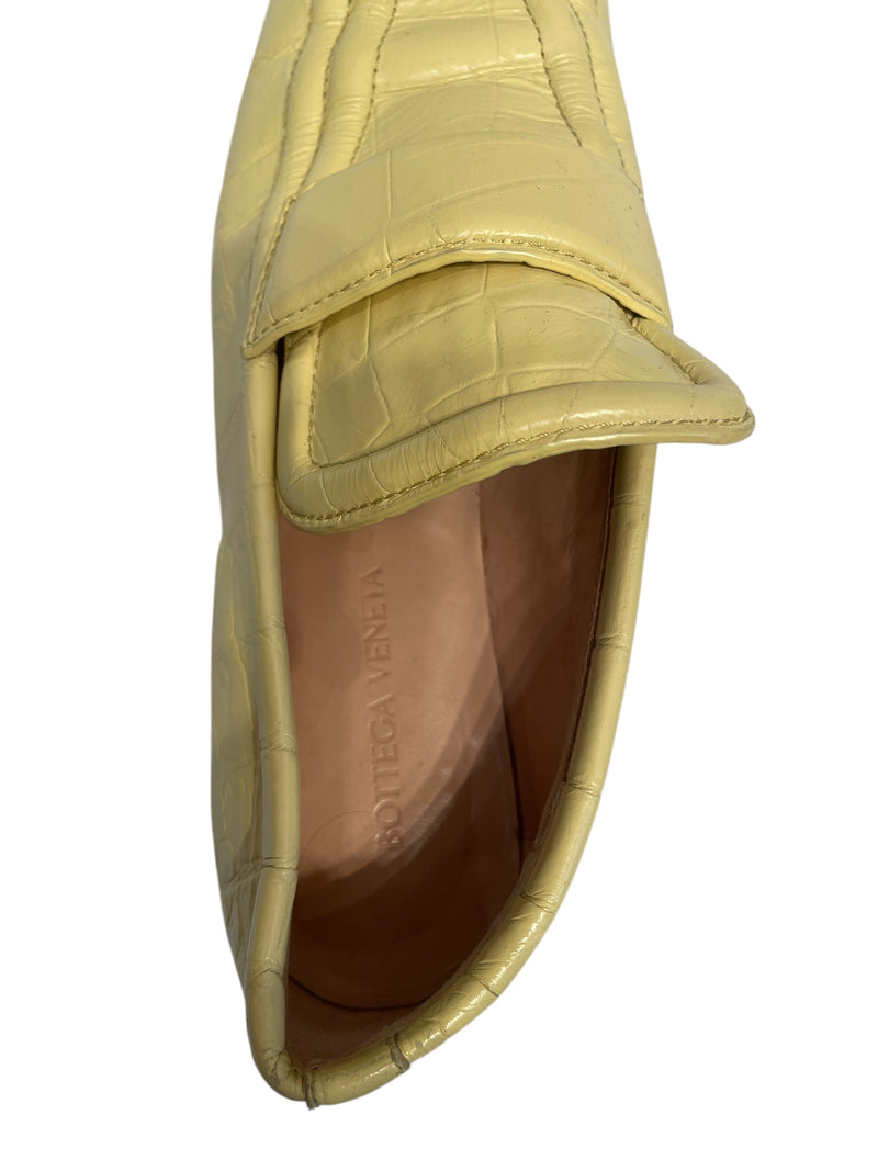 BOTTEGA VENETA/Loafers/EU 37.5/Animal Pattern/YEL/Bottega alligator laofer yello