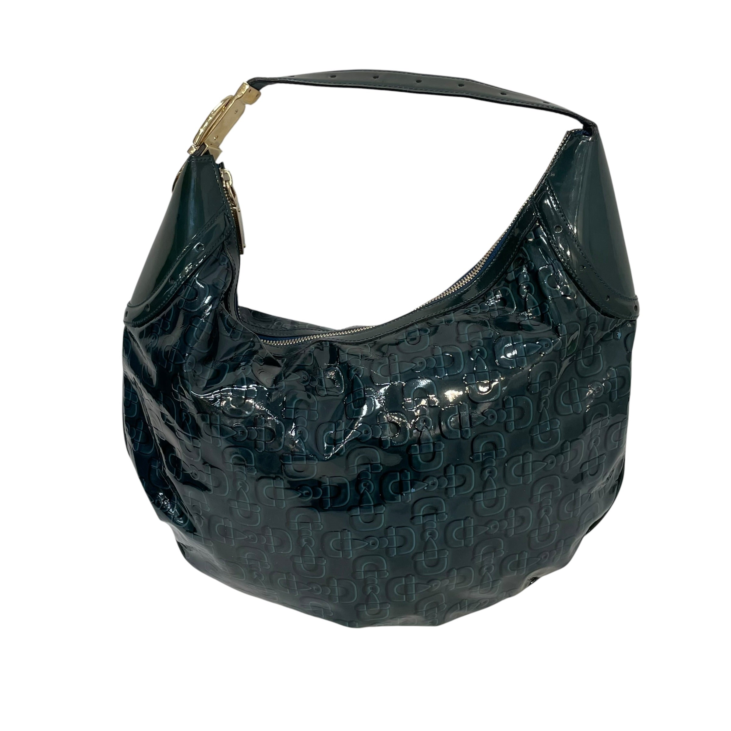 GUCCI/Hand Bag/All Over Print/Leather/BLU/patent leather horsebit glam view 2