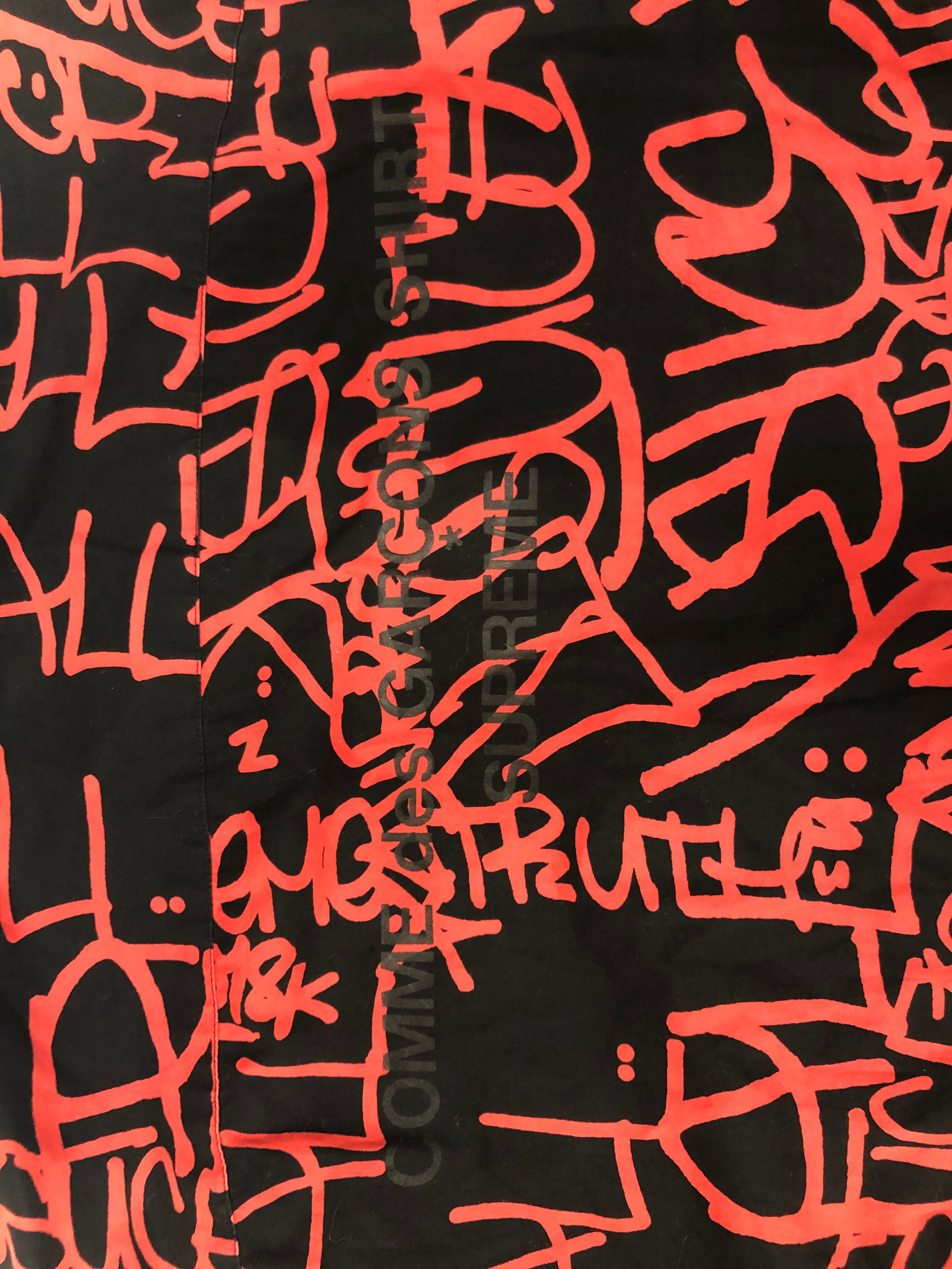 COMME des GARCONS SHIRT/Supreme/LS Shirt/L/Cotton/BLK/All Over Print/zip up, aop script view 3