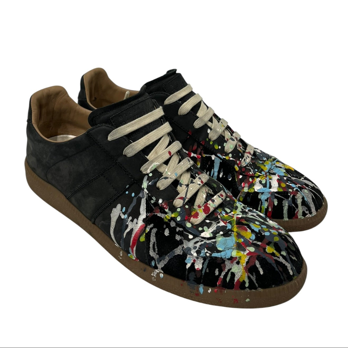 Maison Margiela/Low-Sneakers/EU 44/Leather/BLK/PAINT SPLATTER SUEDE FRONT view 1