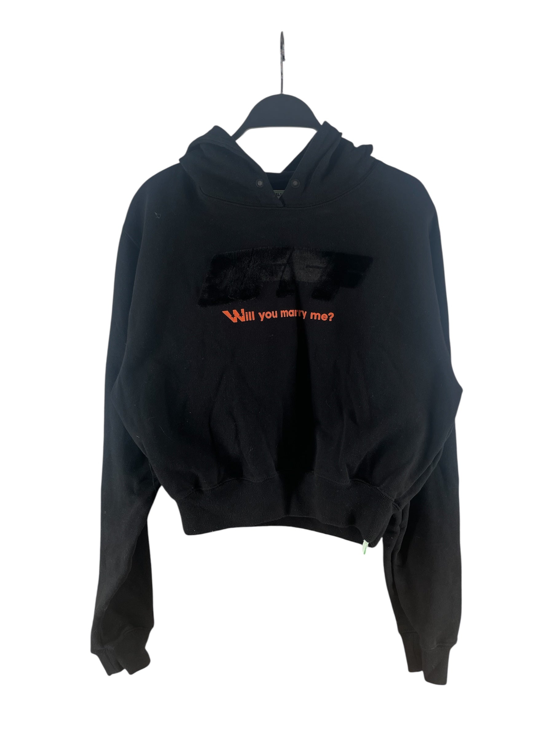 OFF-WHITE/Hoodie/XS/Cotton/BLK/OFF WILL YOU MARRY ME view 1