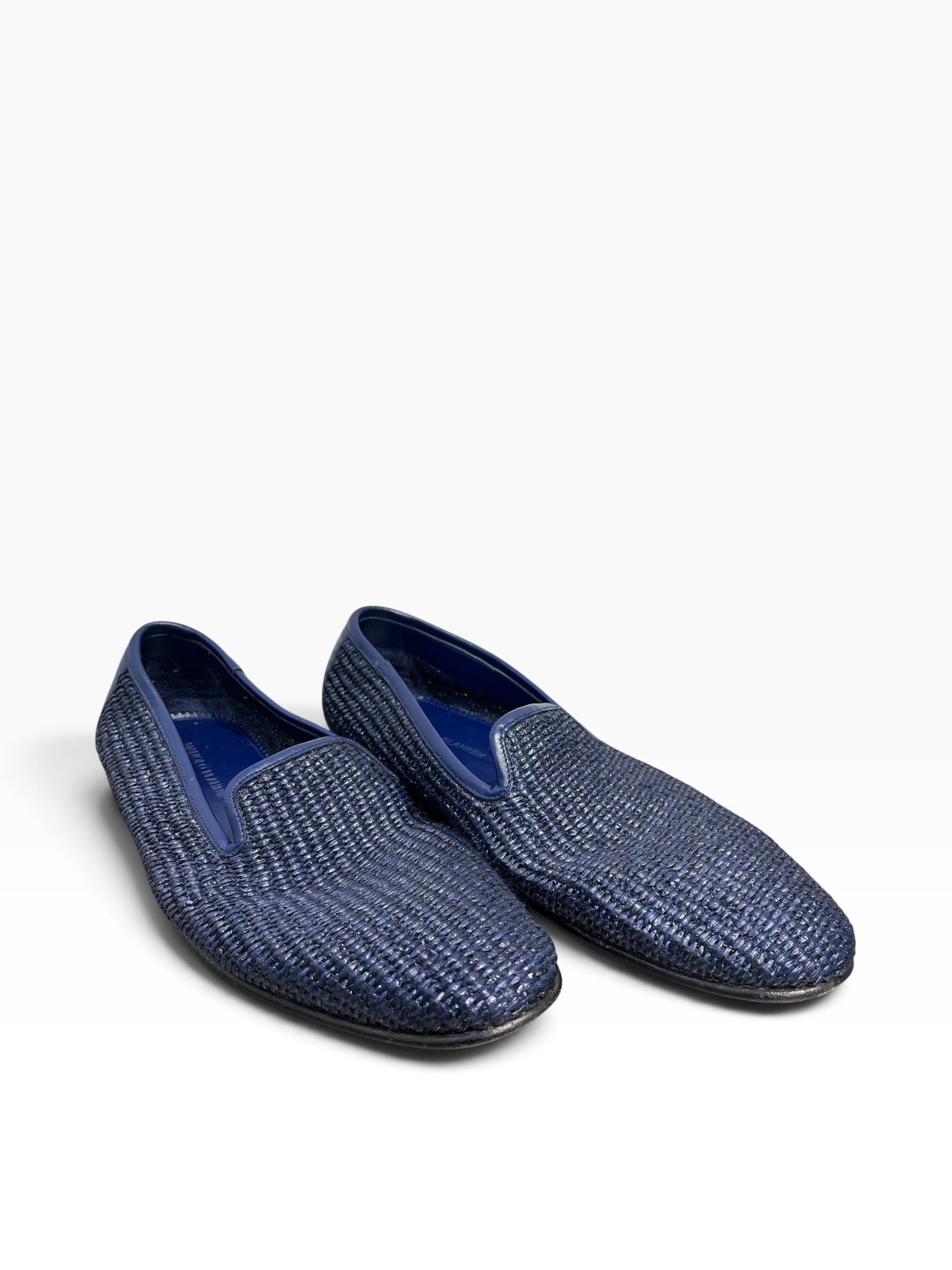 MANOLO BLAHNIK/Loafers/US 9/Leather/NVY/WOVEN SLIP-ON LOAFER view 1