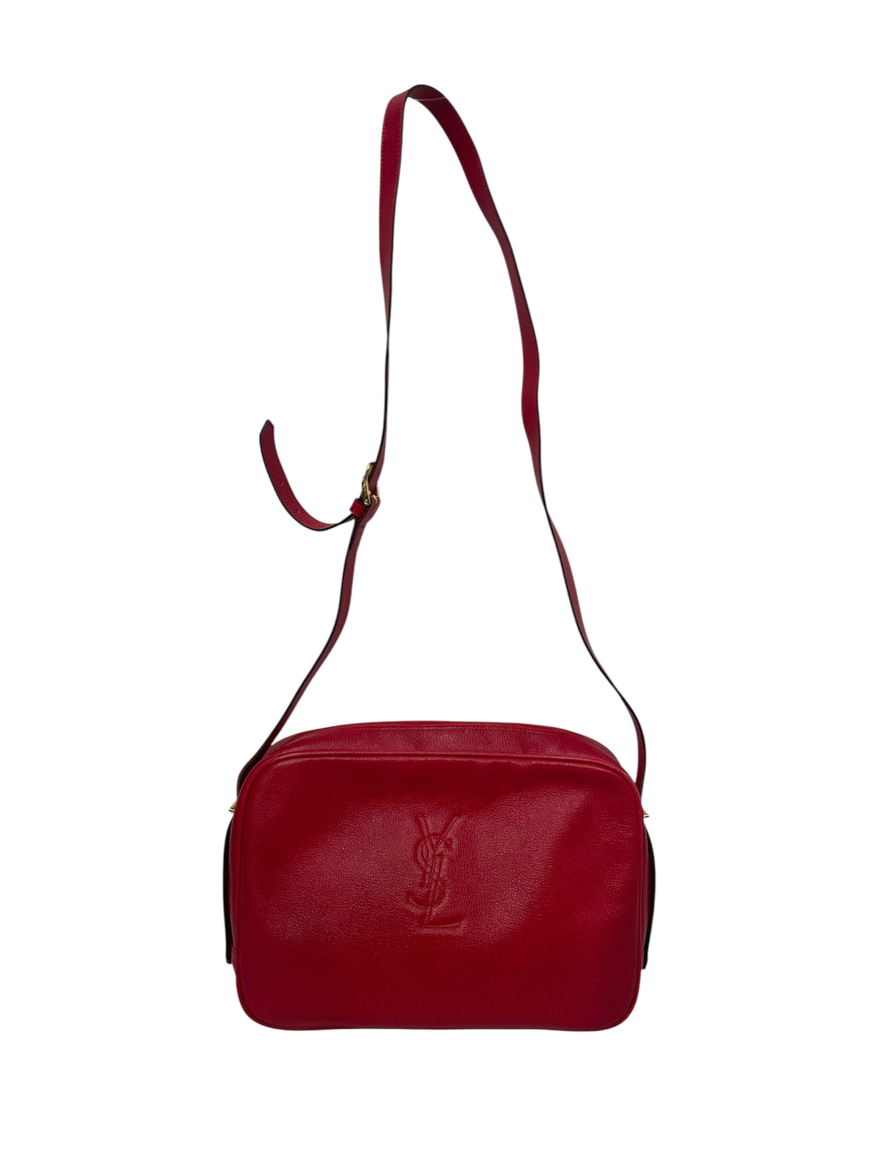 YVES SAINT LAURENT/Bag/Leather/RED/Red leather camera bag view 1
