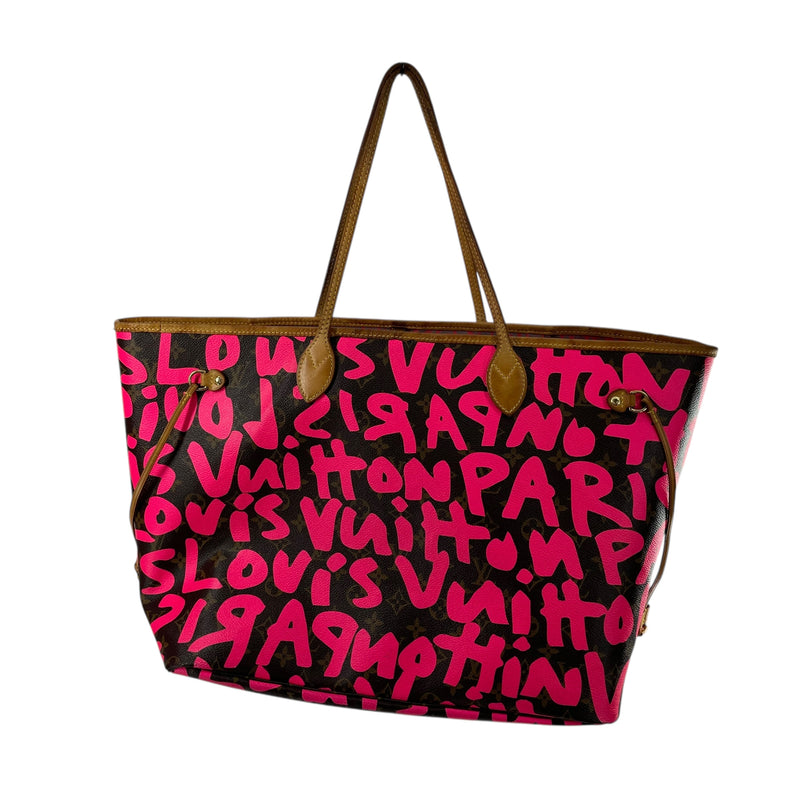 LOUIS VUITTON/Hand Bag/Monogram/Leather/PNK/NEVERFULL GRAFFITI MARC JACOB