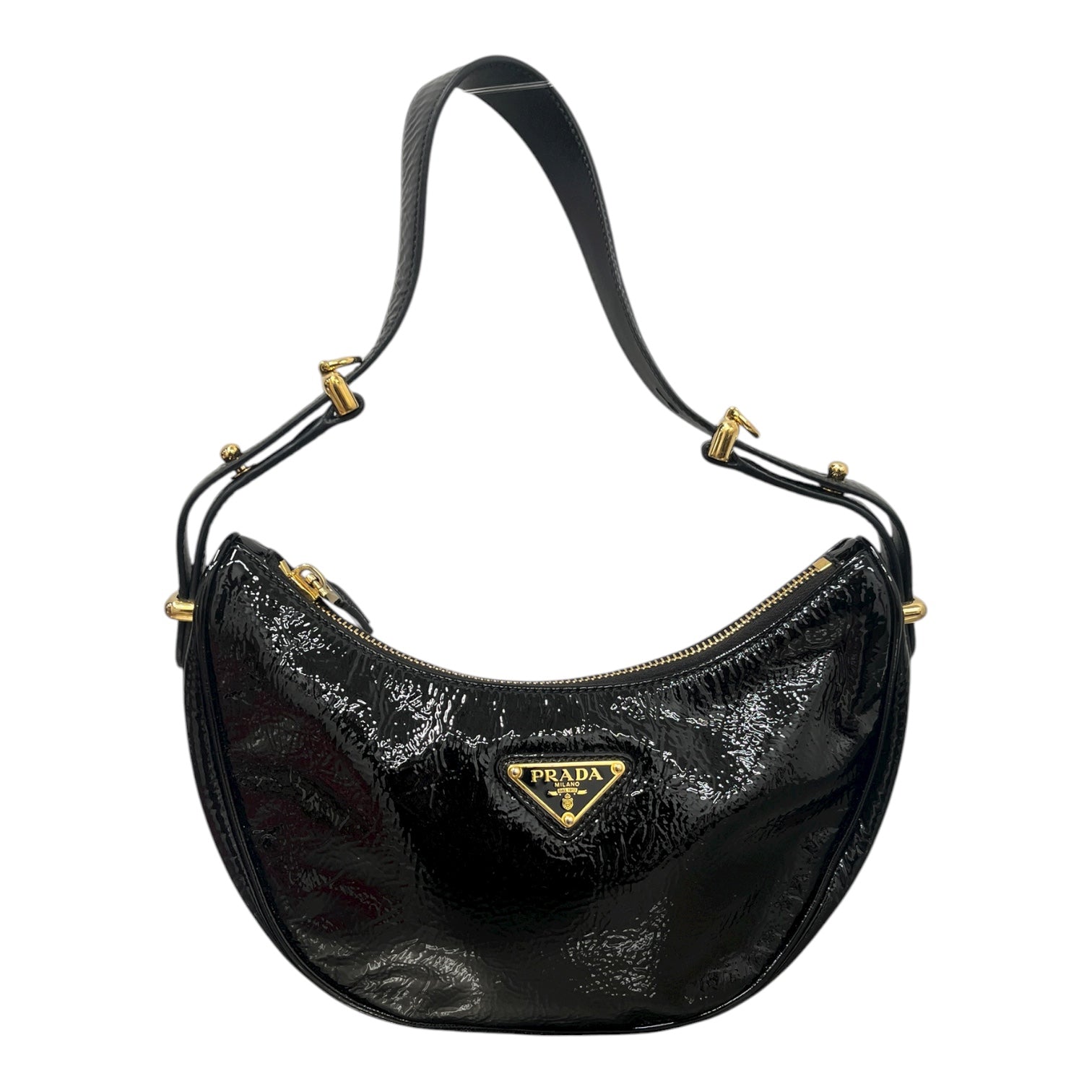 PRADA/Hand Bag/Leather/BLK/Arque Patent Leather view 1