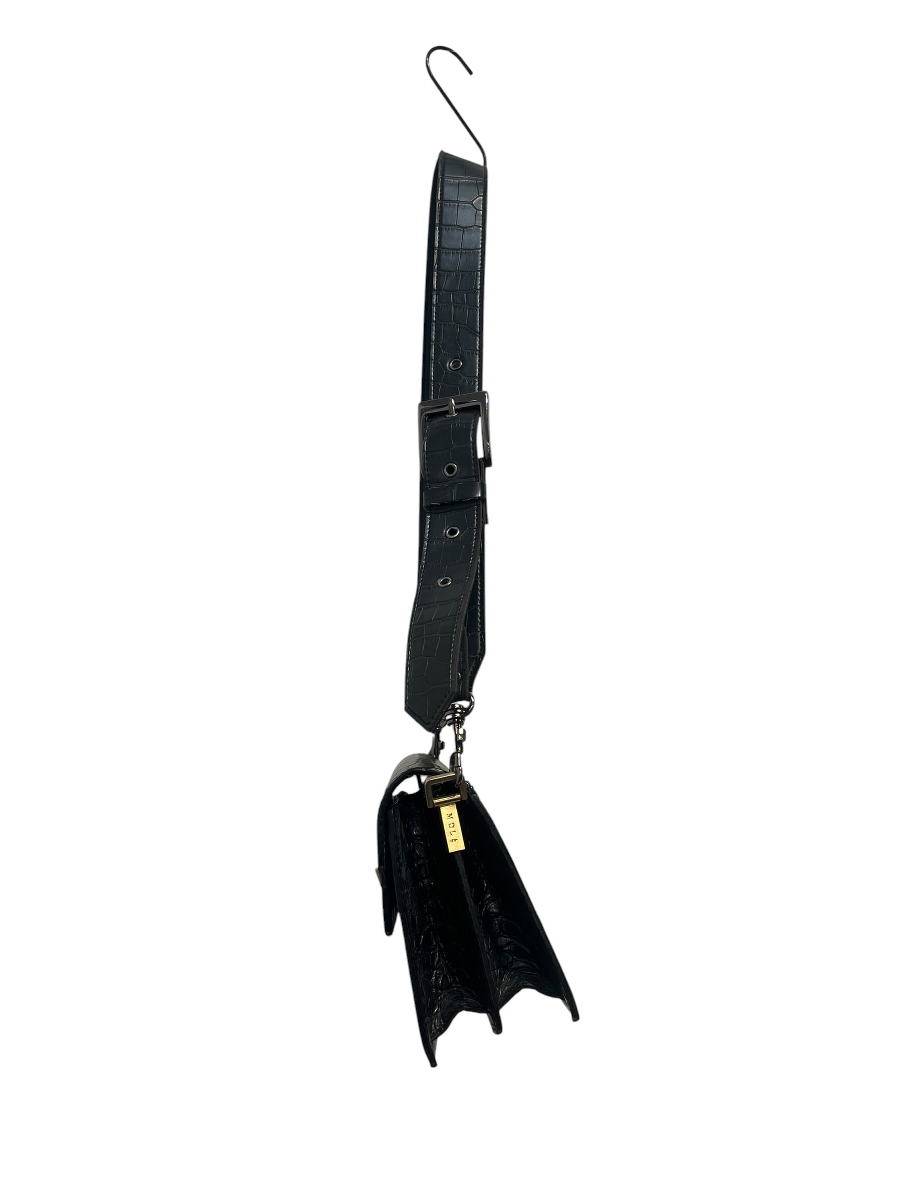 MARGE SHERWOOD/Cross Body Bag/Leather/BLK/BLACK CROC EMBOSSED LEATHER view 3