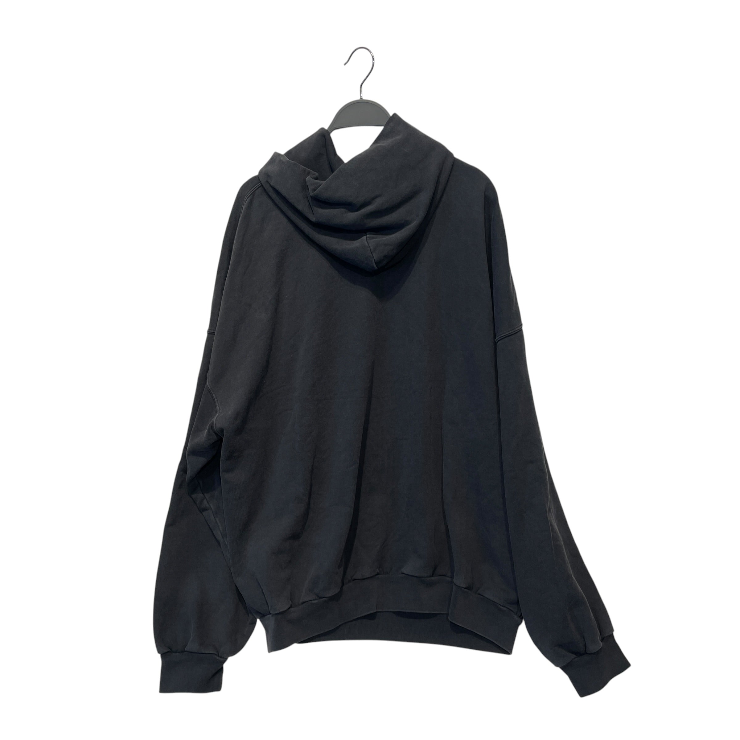 BALENCIAGA/Hoodie/3/Cotton/BLK/white logo embroider on sleeve view 5