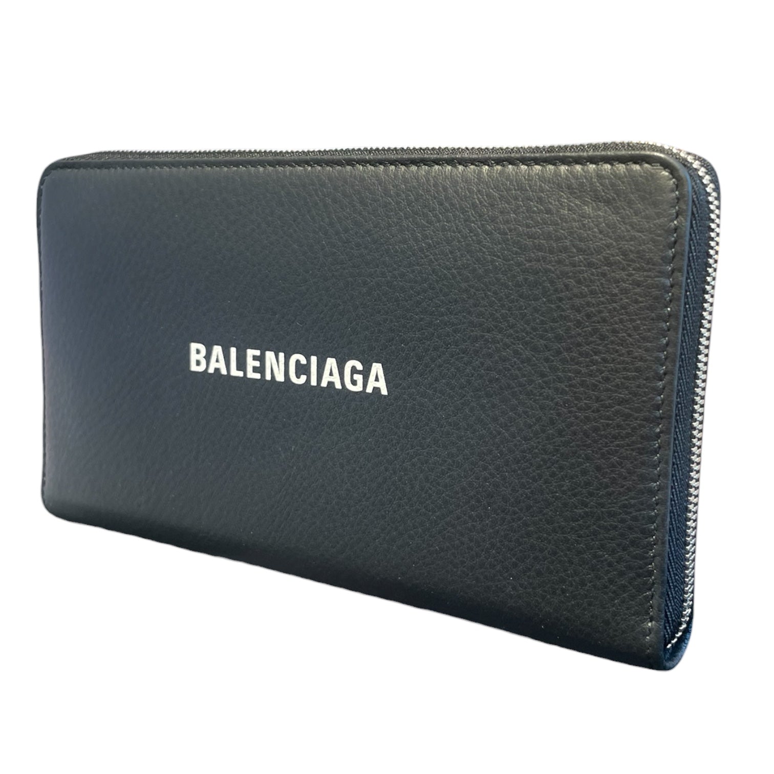 BALENCIAGA/Long Wallet/Leather/BLK/black long wallet/ white logo view 1