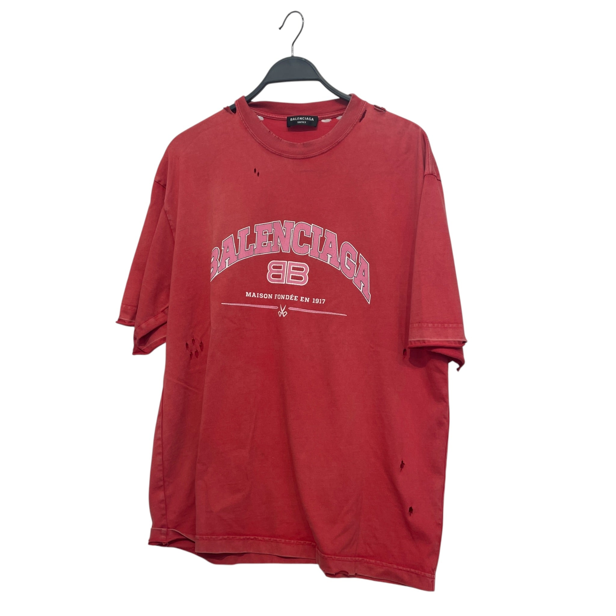 BALENCIAGA/T-Shirt/OS/Cotton/RED/Balenciaga BB Maison Fondee view 1