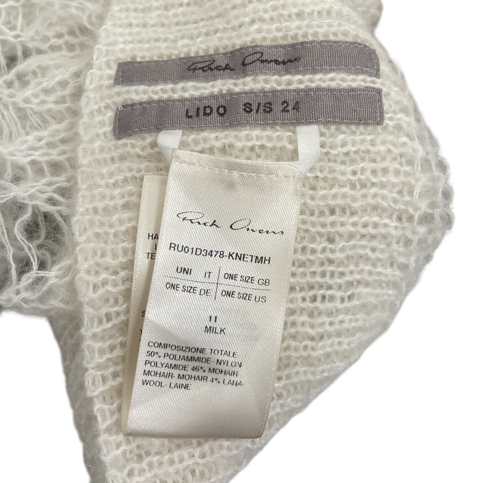 Rick Owens/Beanie/OS/Mohair/WHT/Lido Knit Hood view 4
