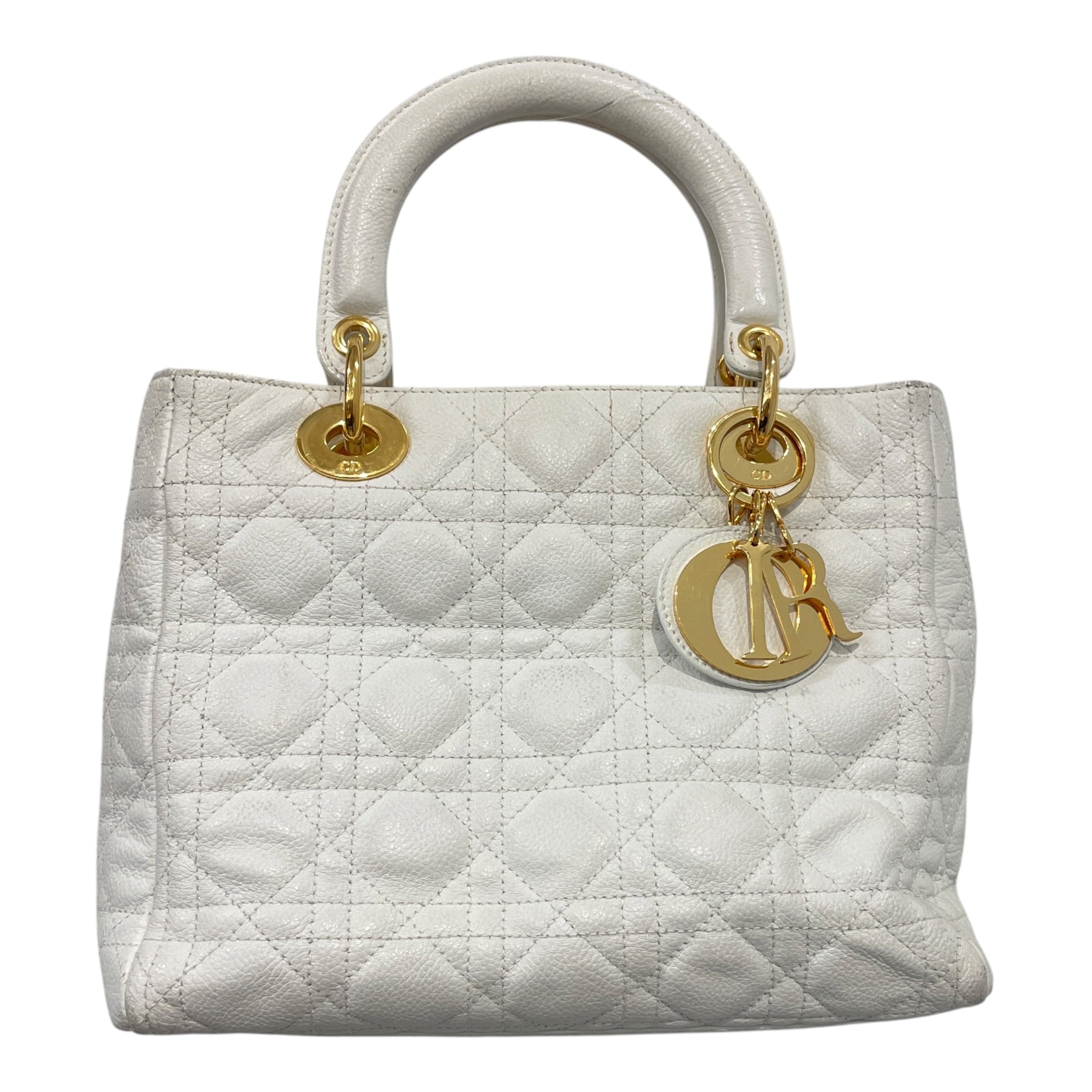 Christian Dior/Hand Bag/Lambskin/WHT/lady dior gold g2jm39t view 1
