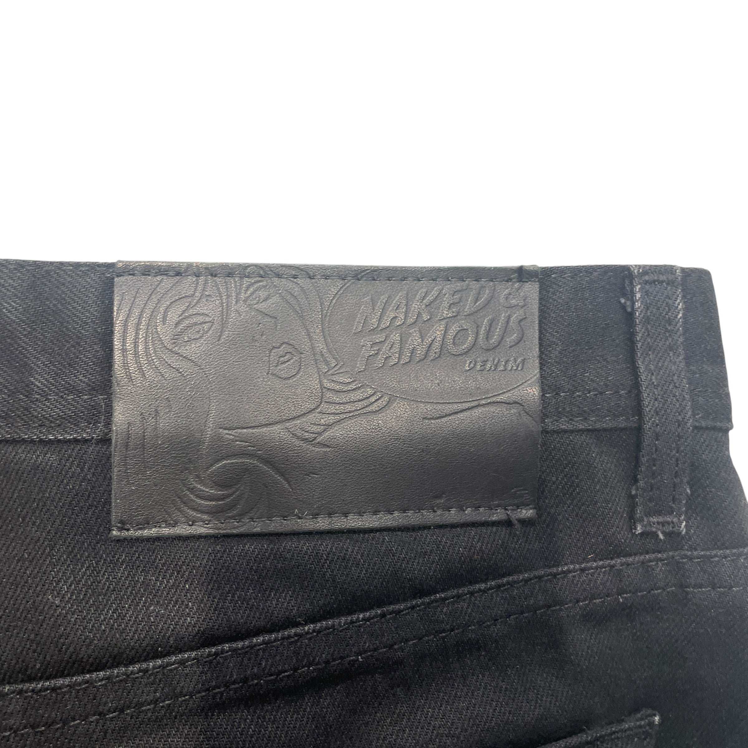 NAKED & FAMOUS DENIM/Straight Pants/34/Cotton/BLK/STRAIGHT LEG SELVEDGE view 5