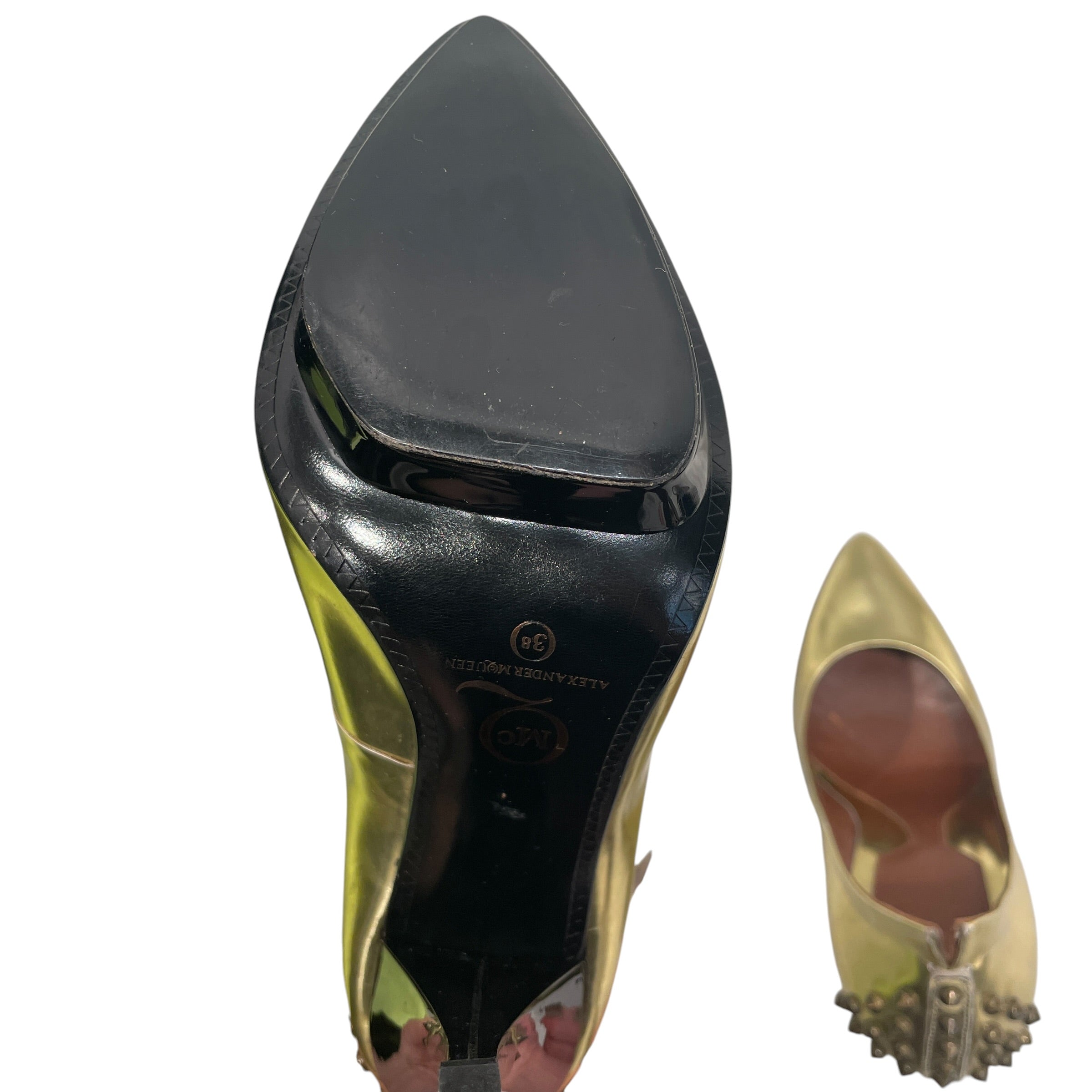 McQ Alexander McQueen/Heels/EU 38/Leather/GLD/V-Tip/SPIKED UPPER HEEL view 4