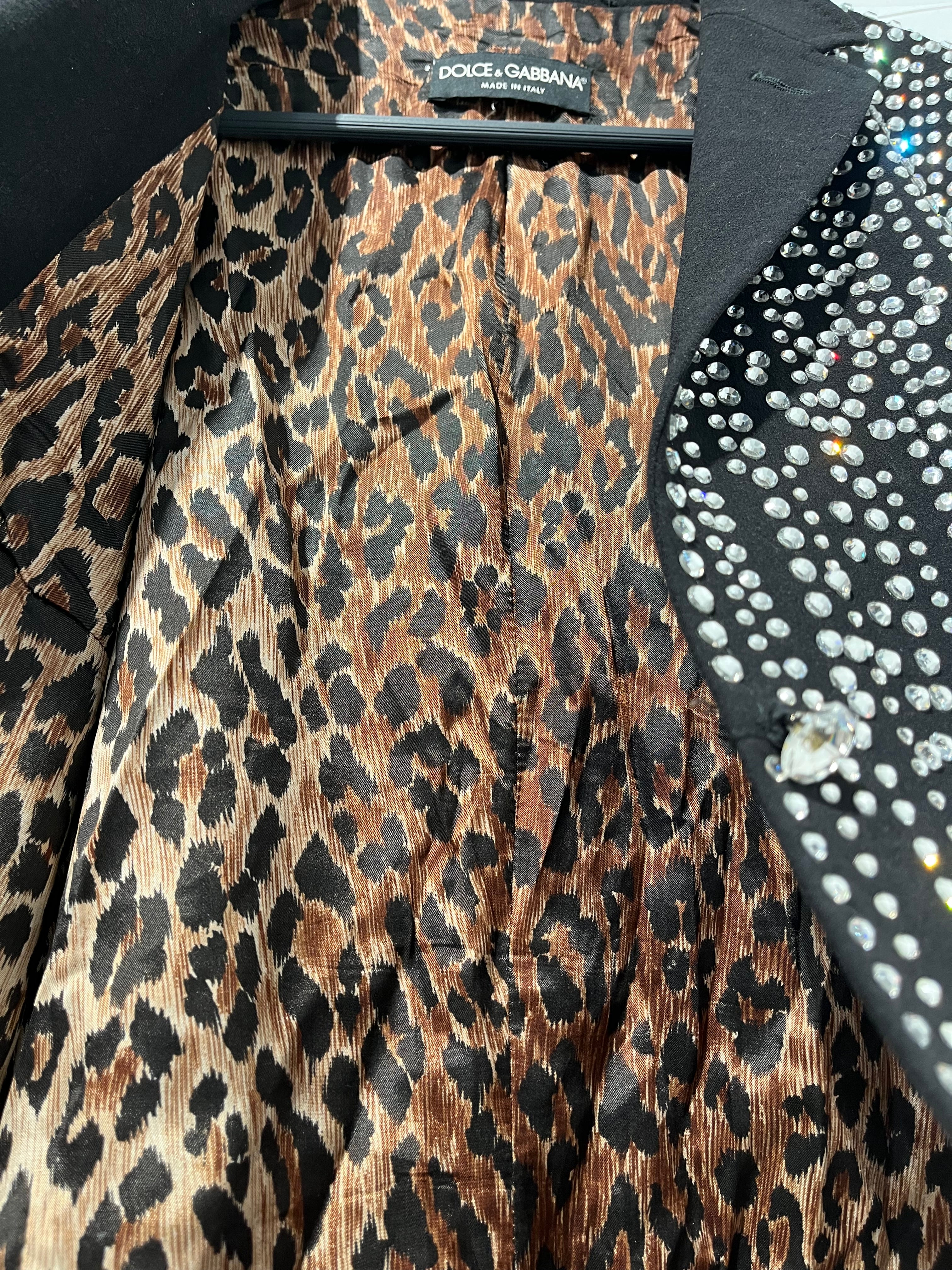 DOLCE&GABBANA/Jacket/48/Animal Pattern/Wool/BLK/Single Breasted/MISSY ELLIOT RHINESTONE BLAZER view 7