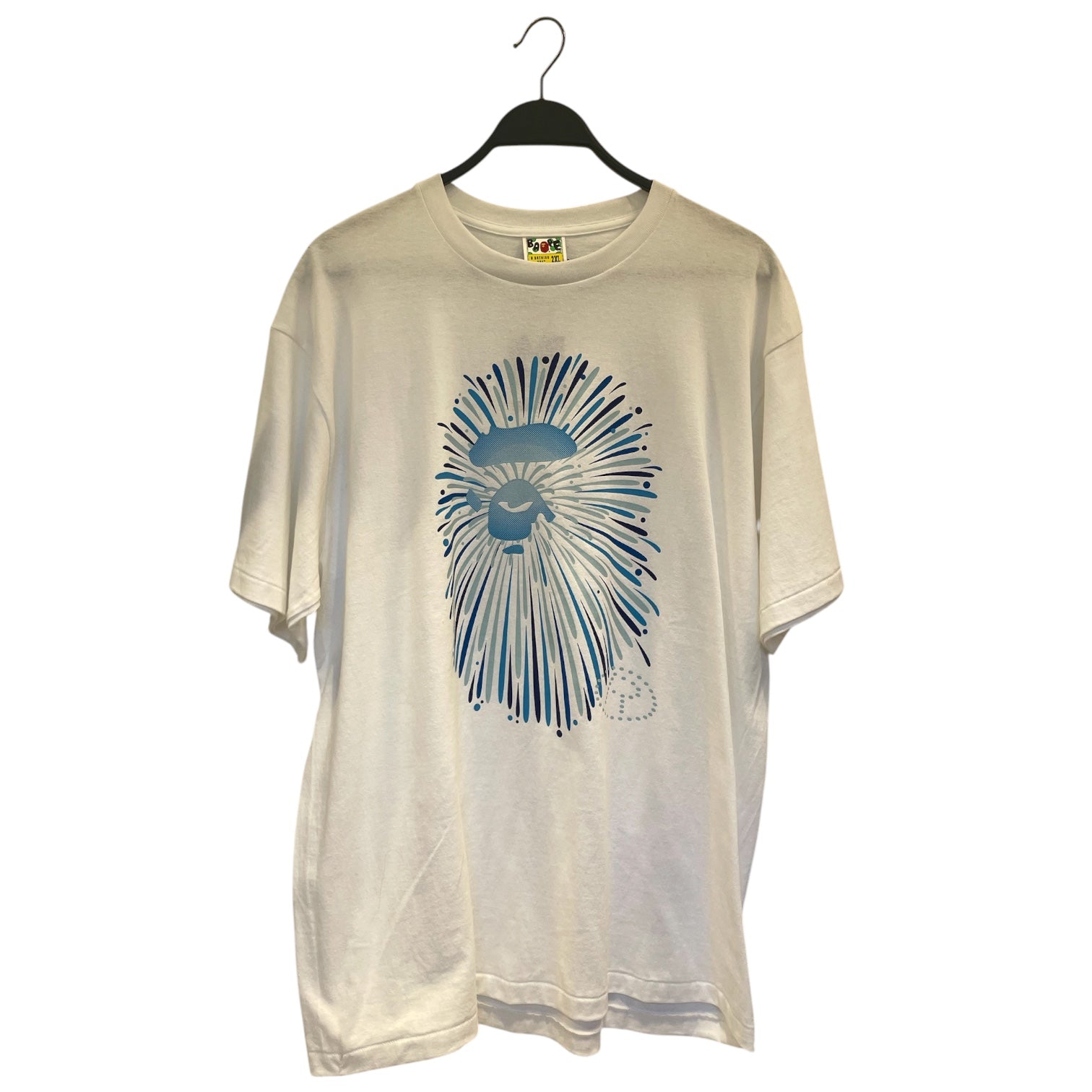 A BATHING APE/T-Shirt/XXL/Cotton/WHT/BLUE DROPLE MONKEY view 1