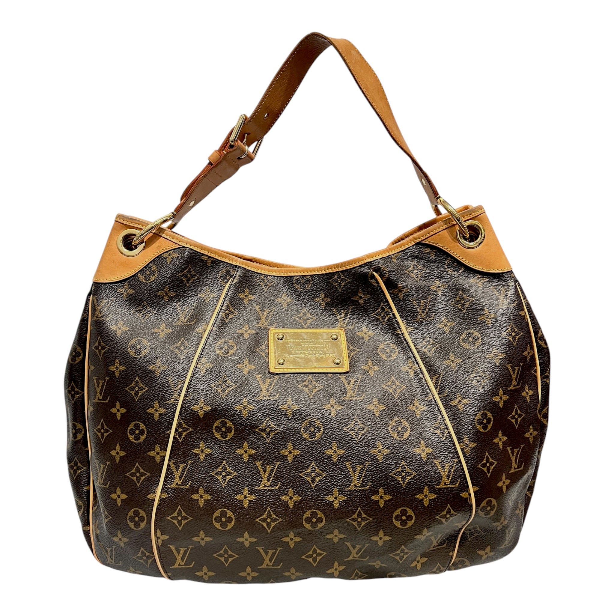 LOUIS VUITTON/Tote Bag/Monogram/BRW/gld plate/tan strap/suede innr view 1