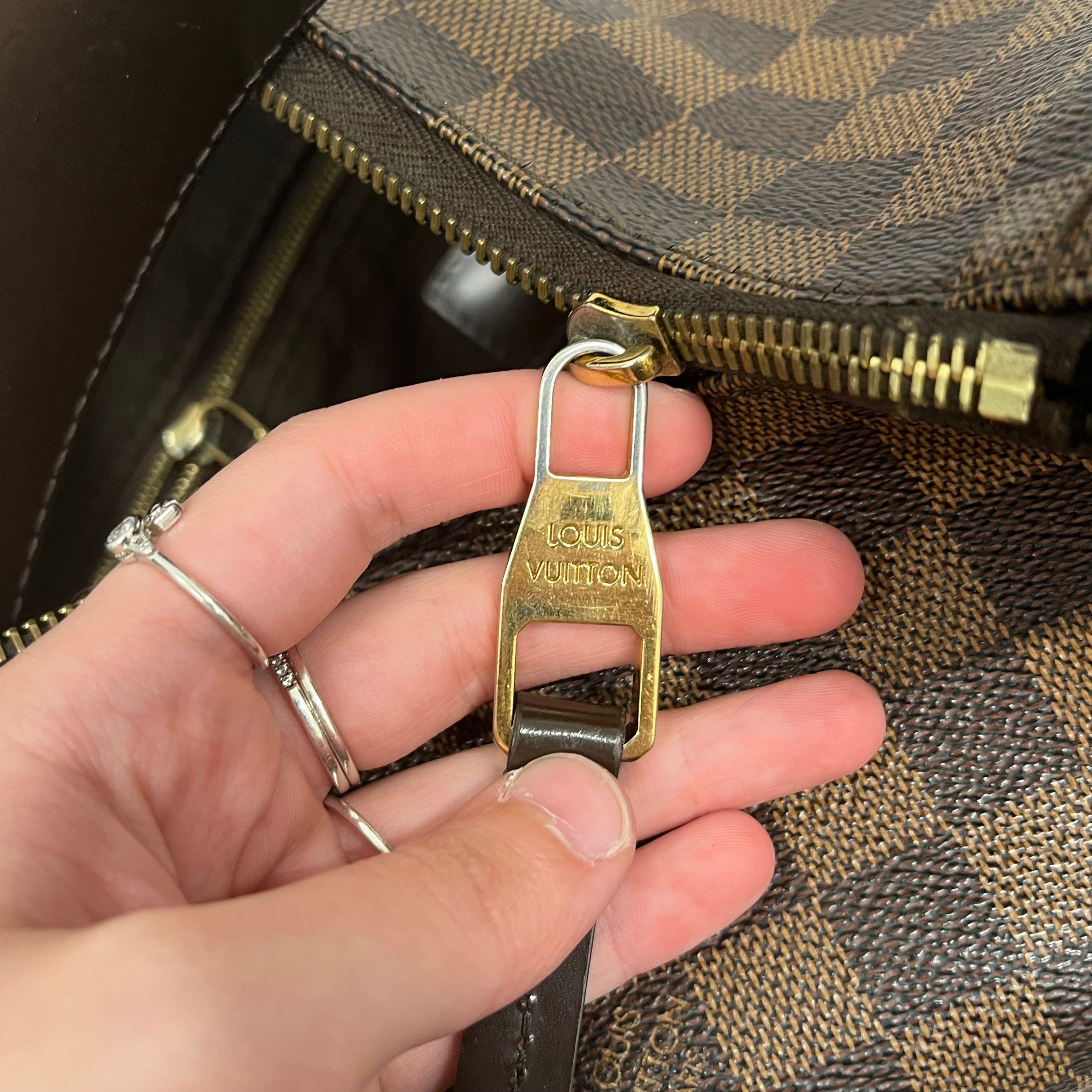 LOUIS VUITTON/Hand Bag/Plaid/Leather/BRW/Damier Ebene Portobello view 10