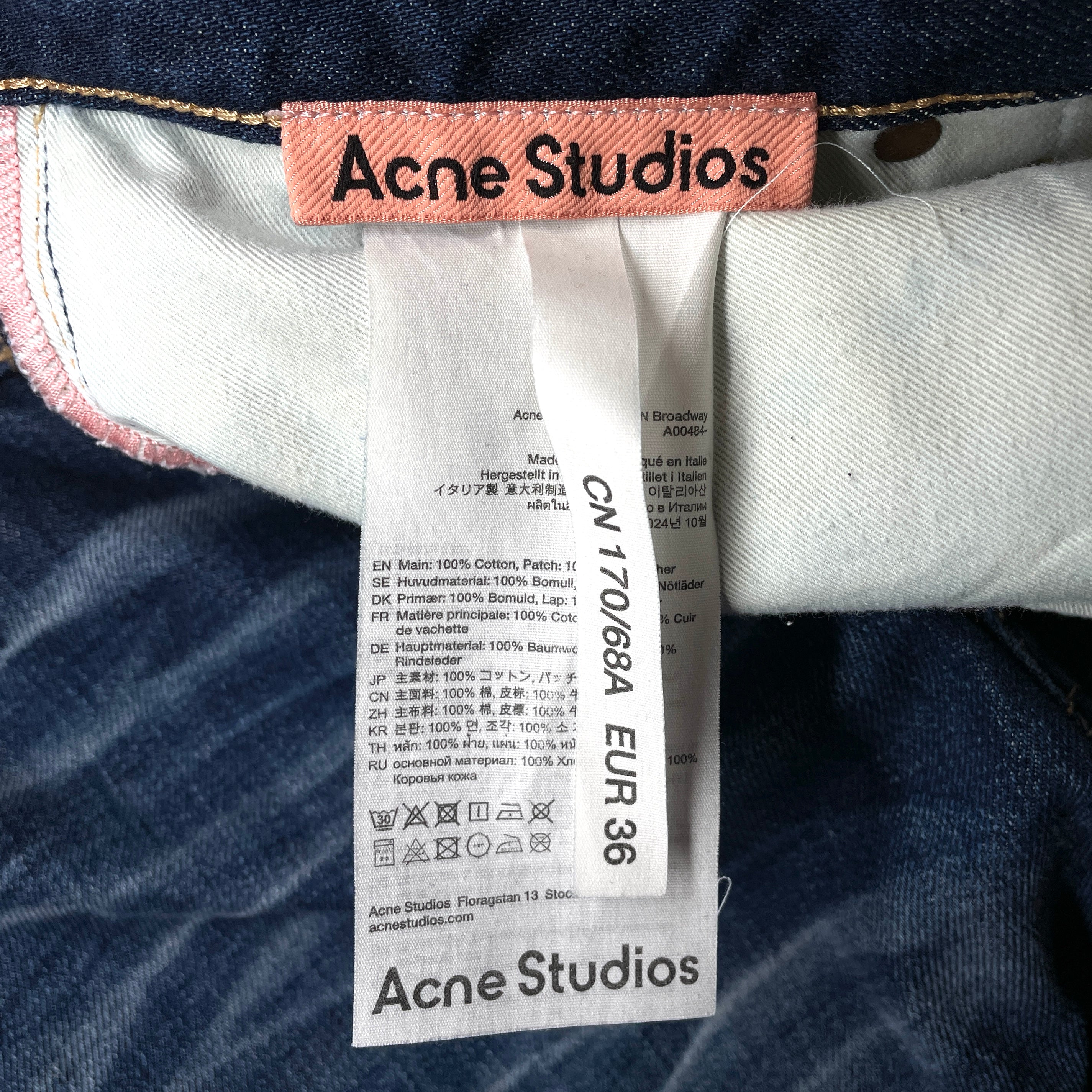 Acne Studios/Pants/36/Cotton/NVY/LINE WASH view 3