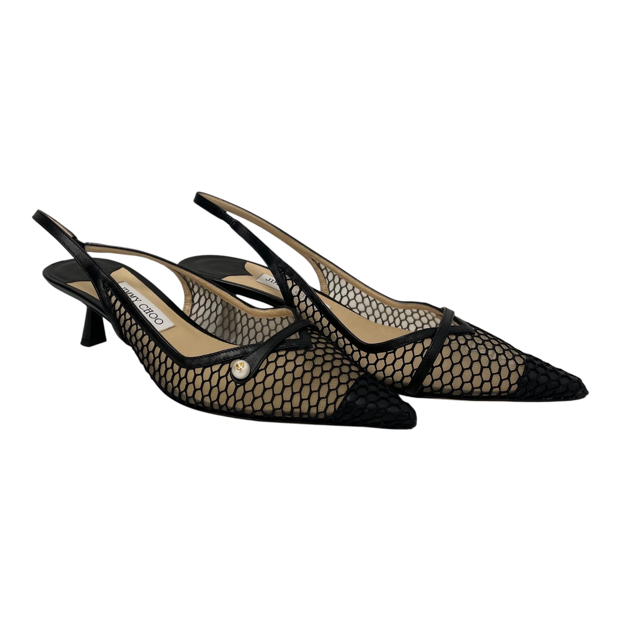 JIMMY CHOO/Heels/US 8.5/Nylon/BLK/FISH NET view 1