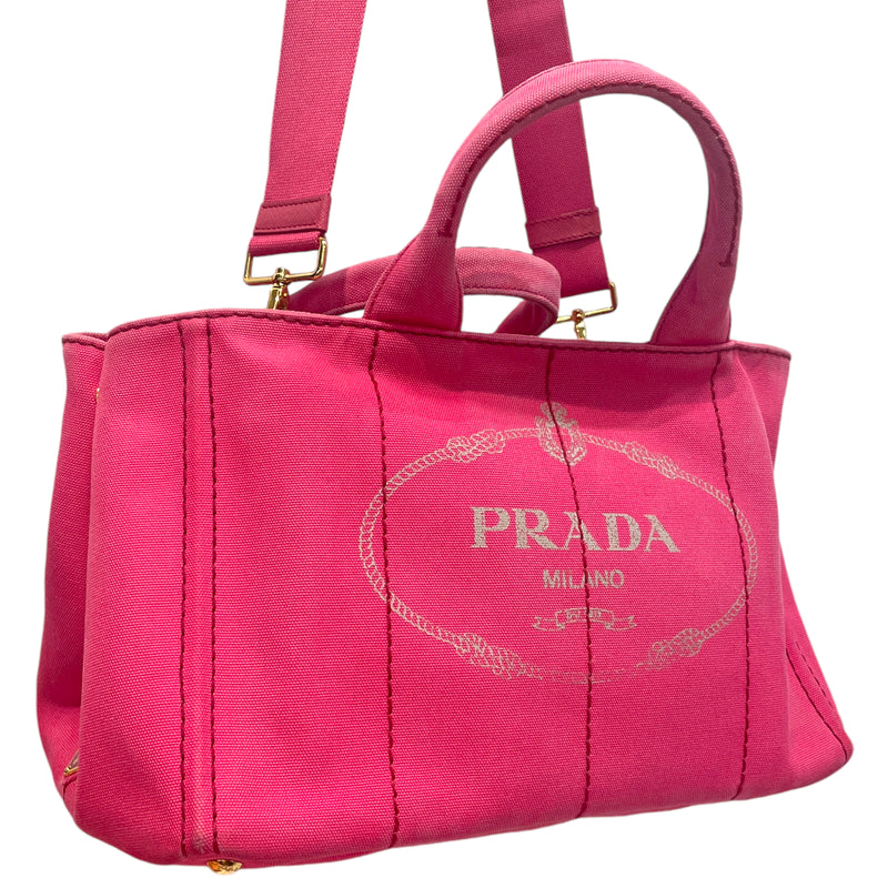 PRADA/Tote Bag[PO]/Pink/Cotton/Canapa Logo Tote