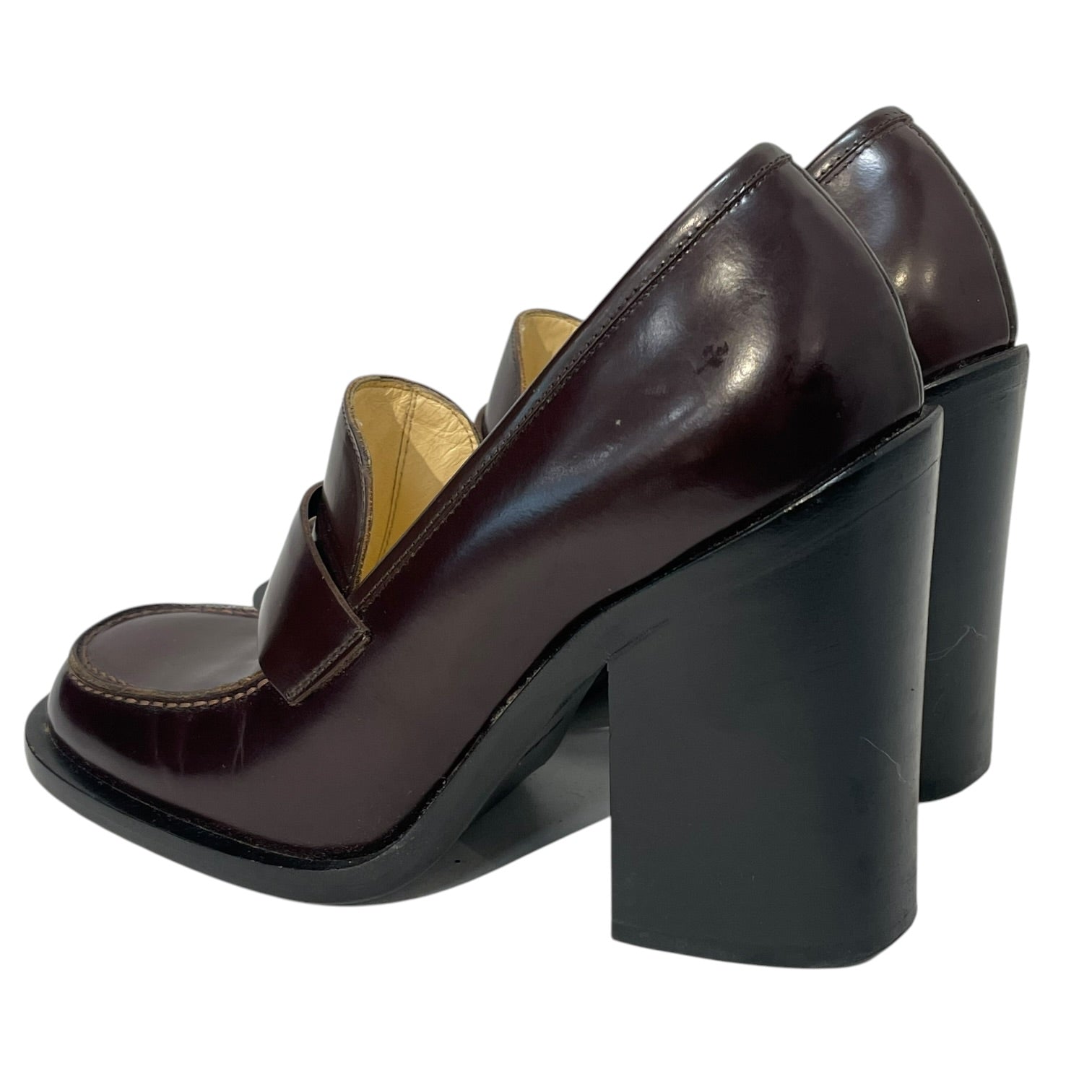 MIU MIU/Heels/EU 37/Leather/BRW/leather loafer heels view 2