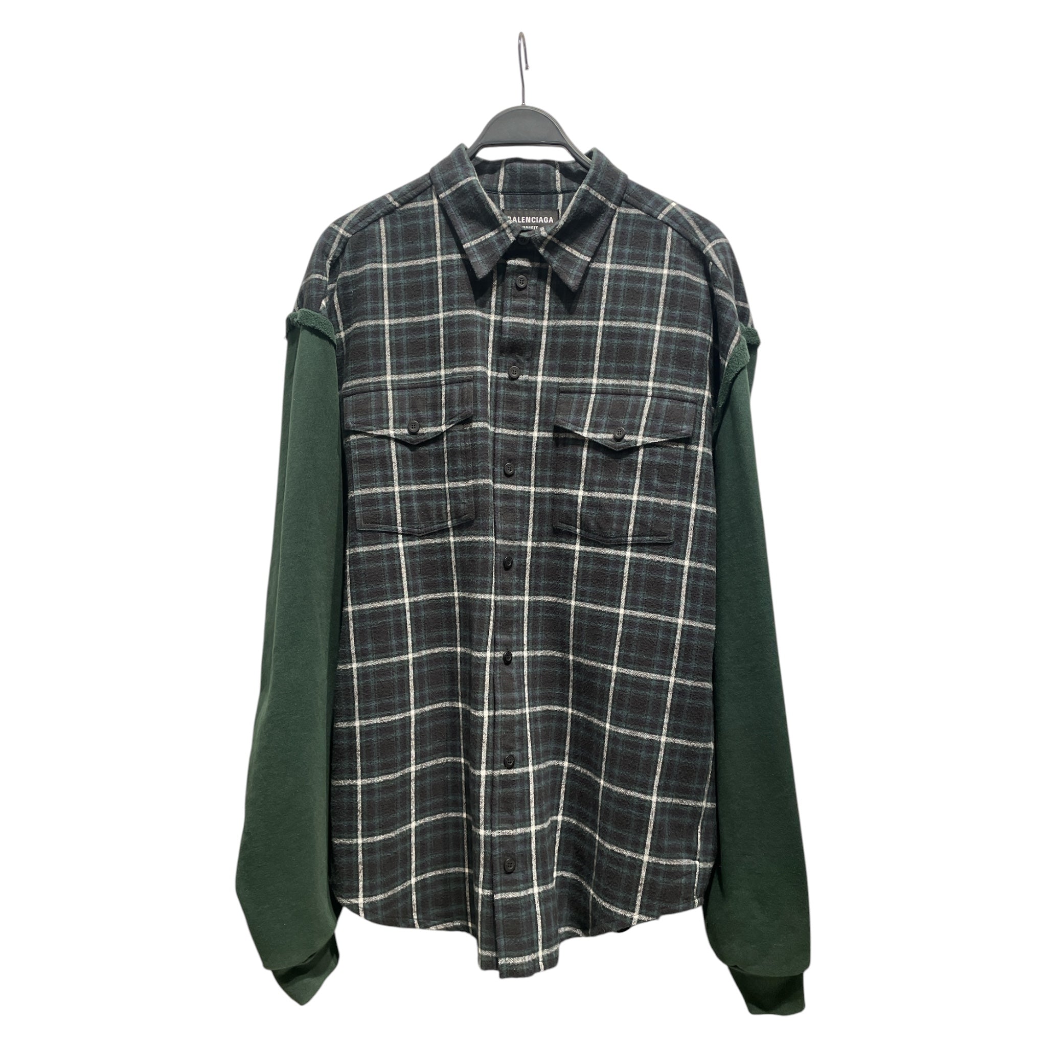BALENCIAGA/LS Shirt/S/Cotton/GRN/Plaid/Green heavy sleeve flannel view 1