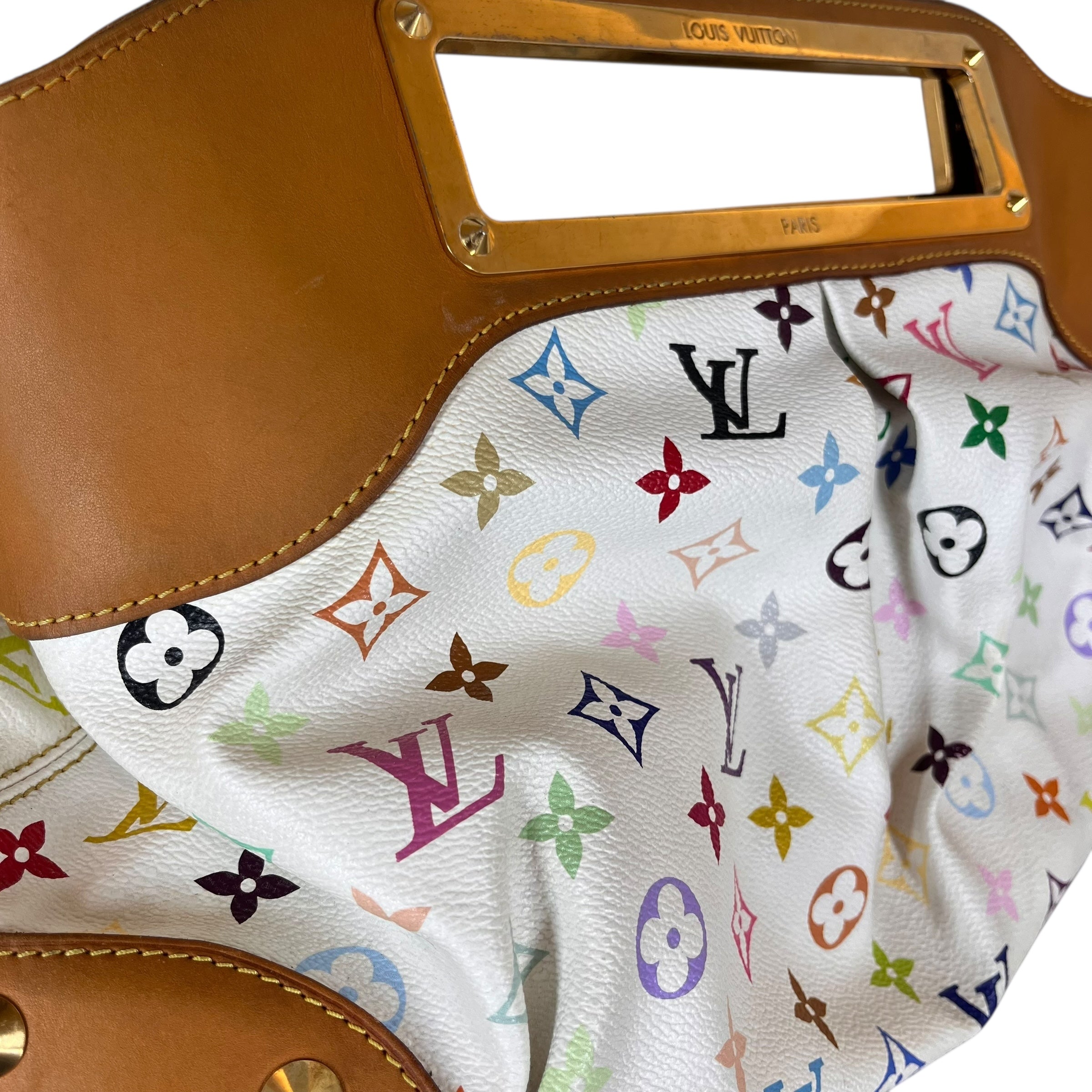 LOUIS VUITTON/Hand Bag/Monogram/Leather/WHT/Murakami Judy MM Bag view 7