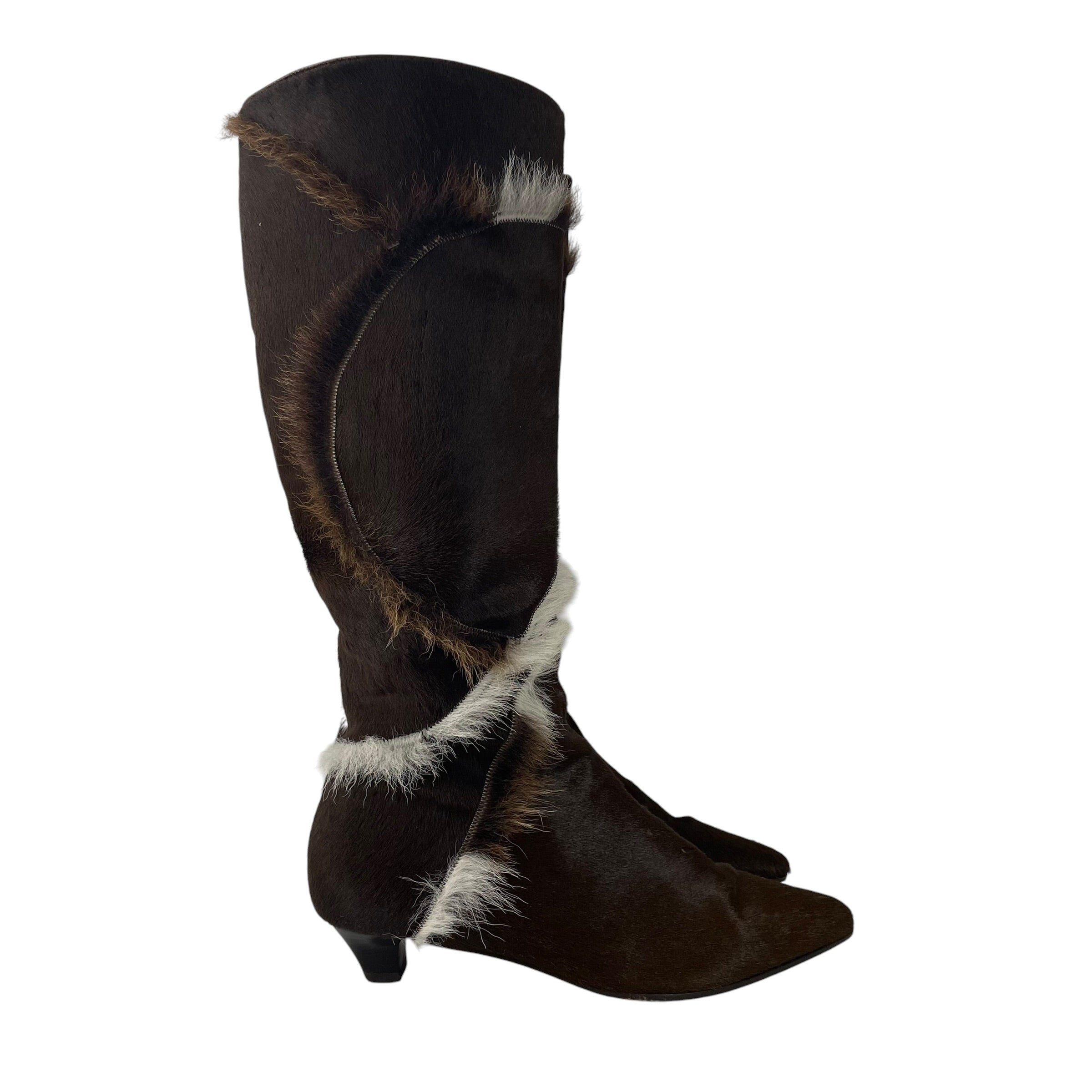 Salvatore Ferragamo/Boots/US 6.5/Fur/BRW/PONY HAIR KITTEN HEEL BOOT view 2