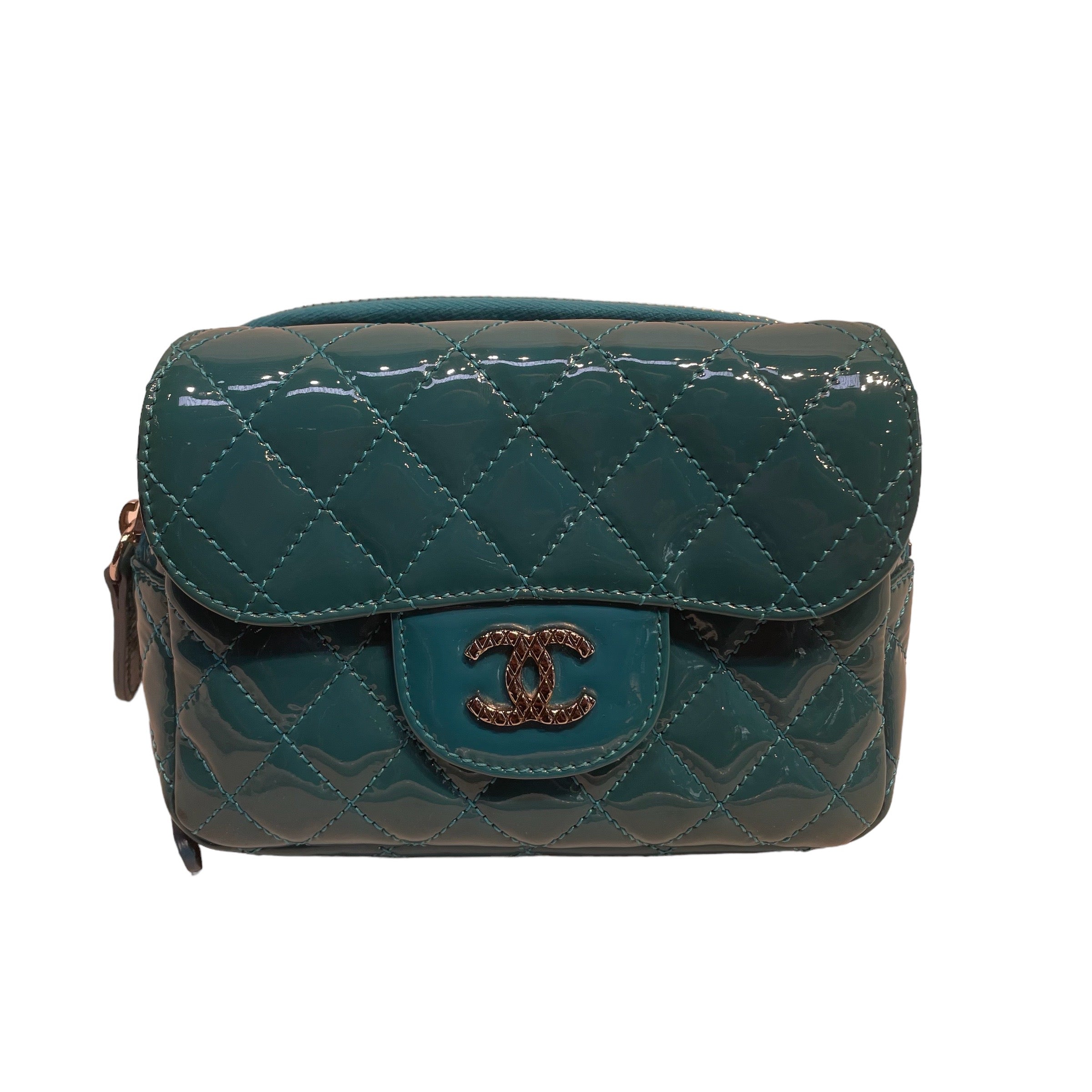 CHANEL/Hand Bag/Leather/BLU/MINI SQUARE TURQ view 3