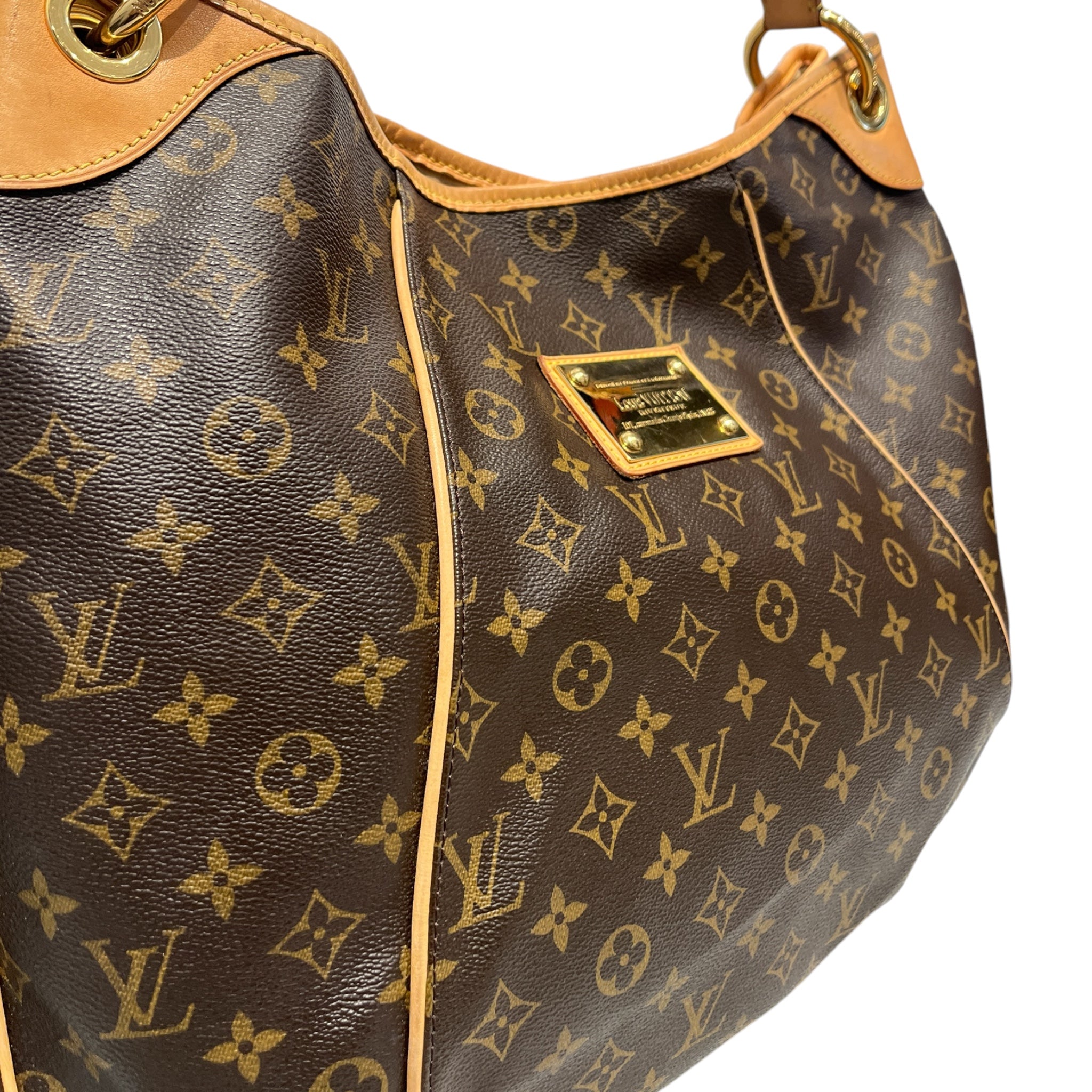 LOUIS VUITTON/Tote Bag/Monogram/BRW/gld plate/tan strap/suede innr view 6
