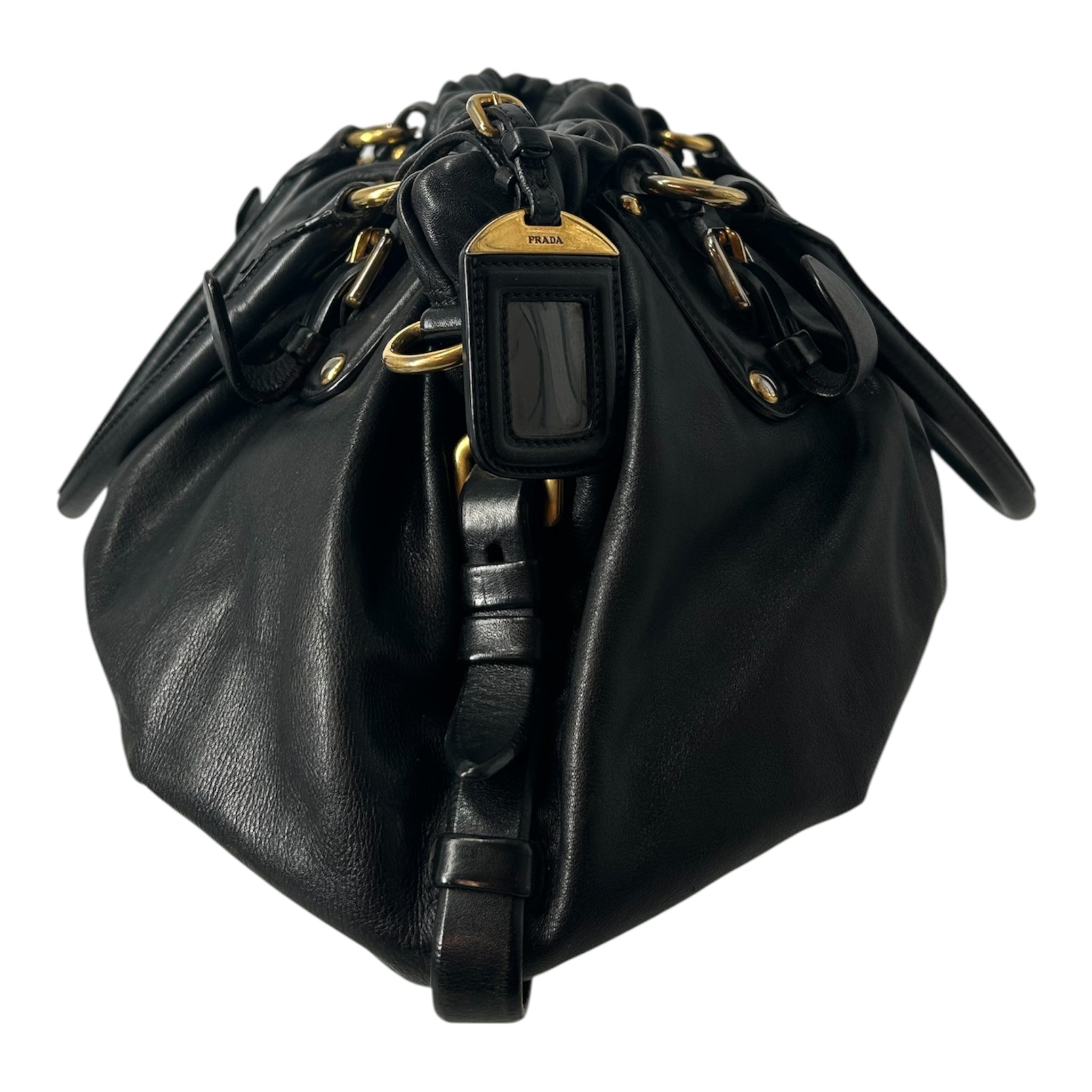 PRADA/Bag/BLK/CALFSKIN VITELLO GATHERED BAG view 3
