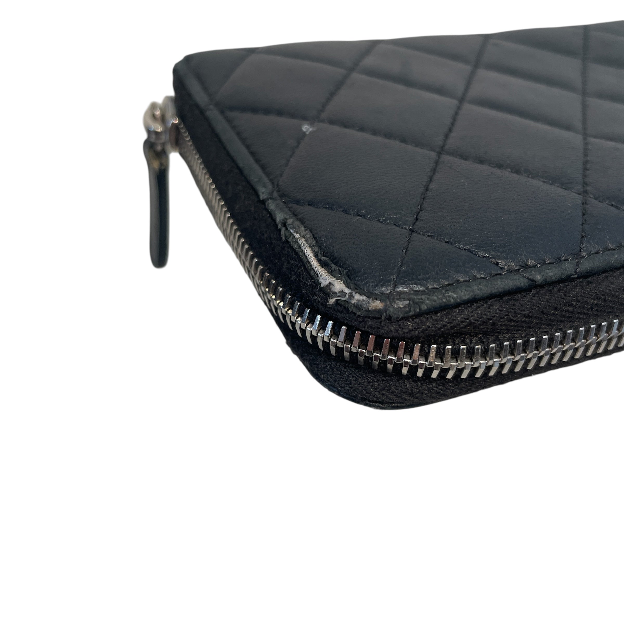 CHANEL/Wallet/Leather/BLK/ZIP Channel quilted wallet view 7