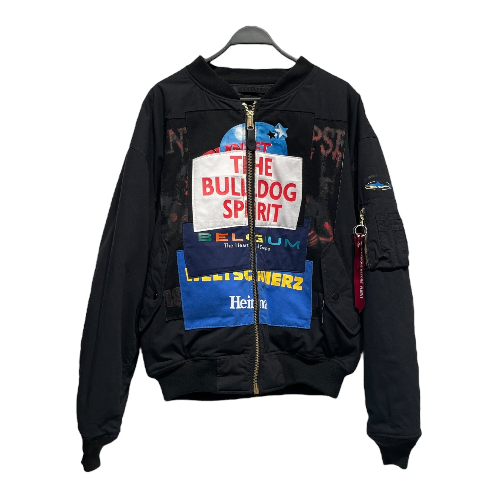 VETEMEMES/ALPHA INDUSTRIES/Flight Jkt/XS/Nylon/BLK/Graphic/THE BULLDOG SPIRIT view 1