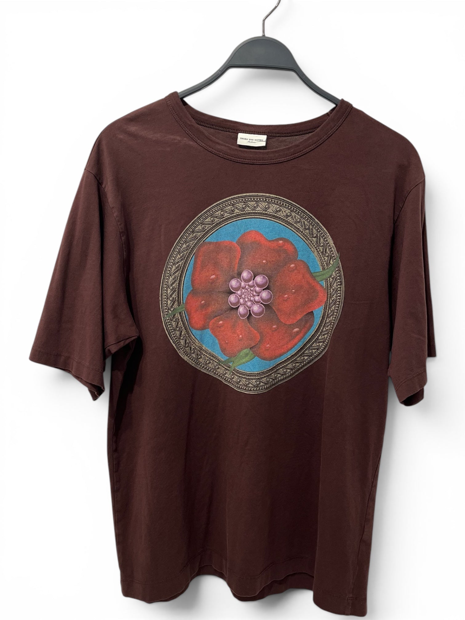 DRIES VAN NOTEN/T-Shirt/M/Cotton/BRW/Graphic/HALBERG FLOWER PRINT TEE view 1