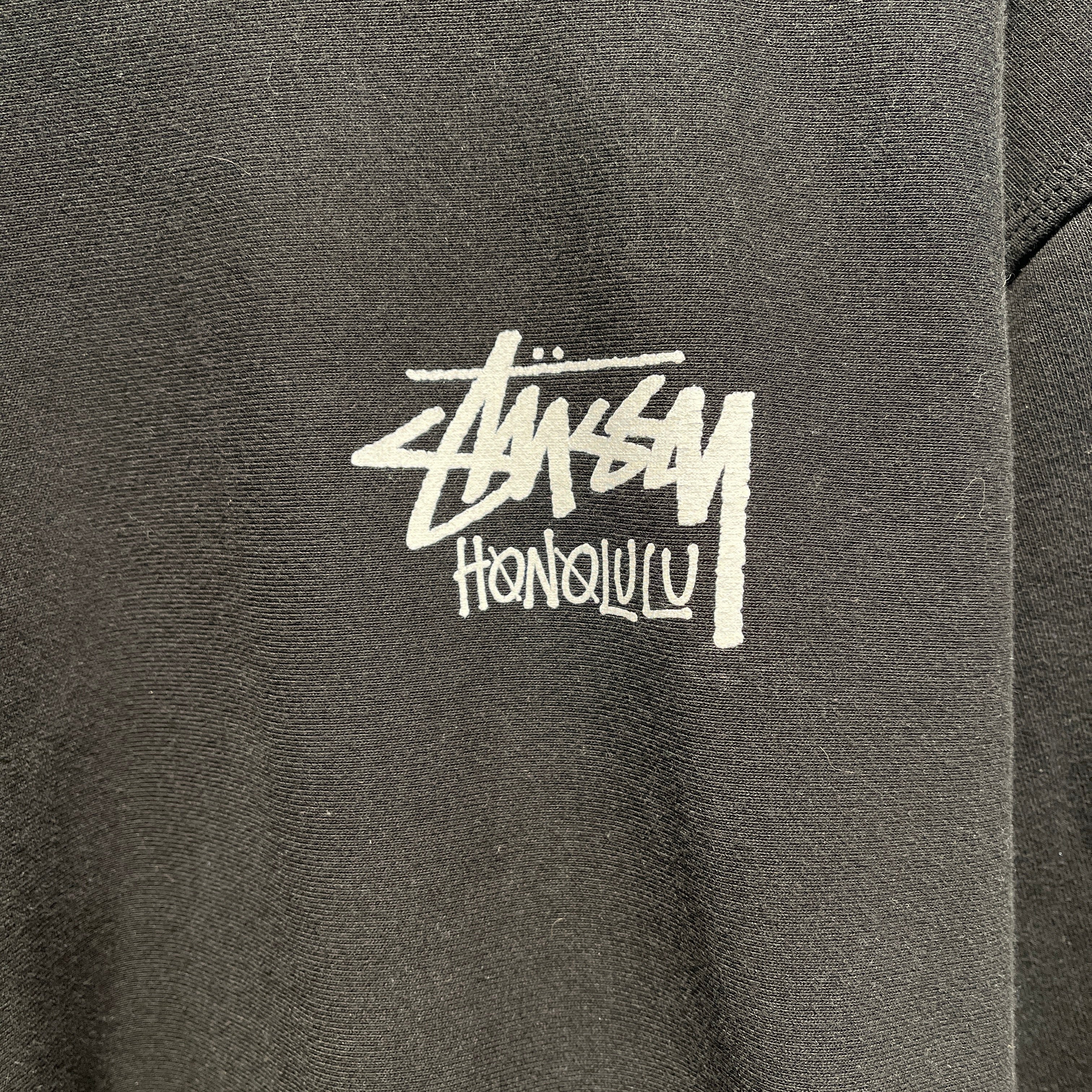 STUSSY/Sweatshirt/S/Graphic/Cotton/BLK/honolulu crewneck view 3