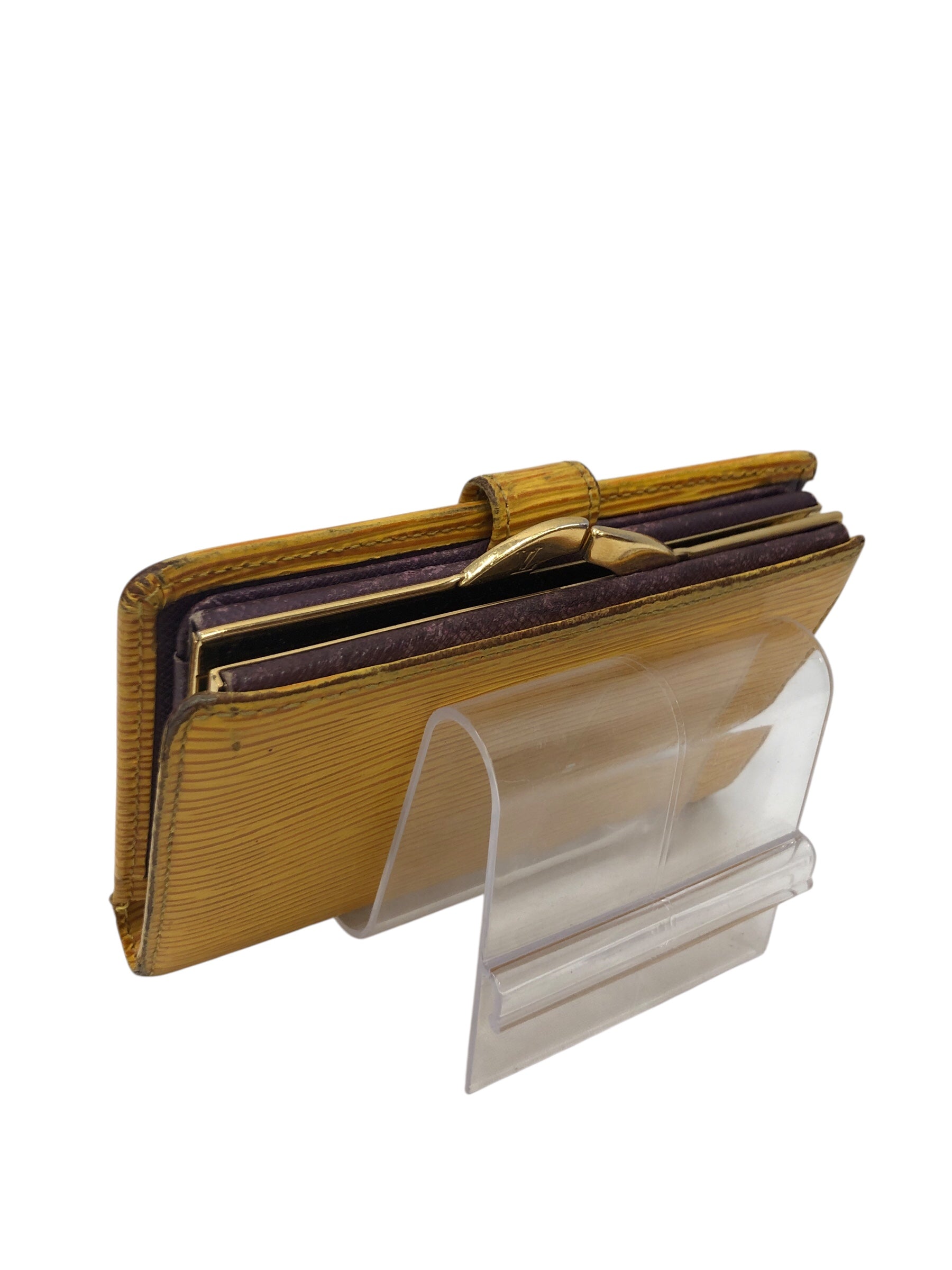 LOUIS VUITTON/Bifold Wallet/Stripe/Leather/YEL/L's/epi Bifold button w coinpurse view 2
