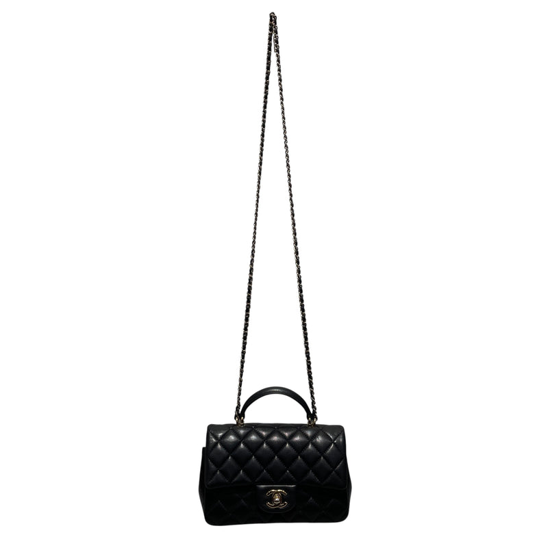 CHANEL/Hand Bag/Leather/BLK/P743U6TK