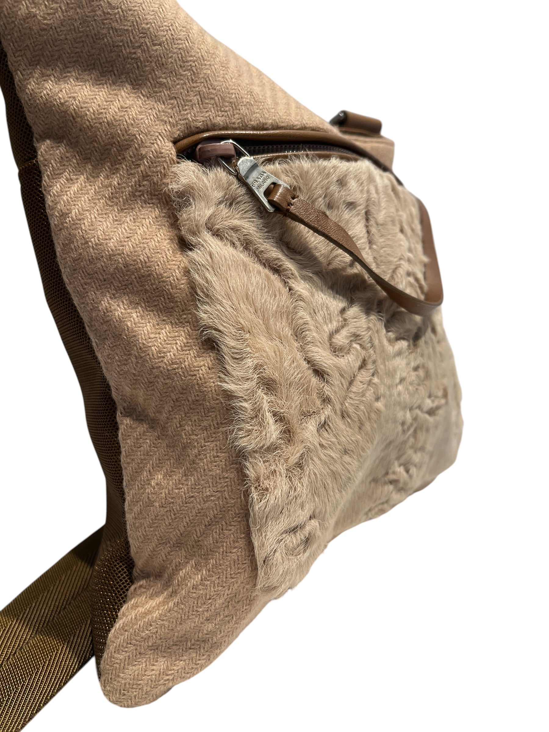 PRADA/Tote Bag/Cotton/BEG/SHORTHIDESQUARE view 3