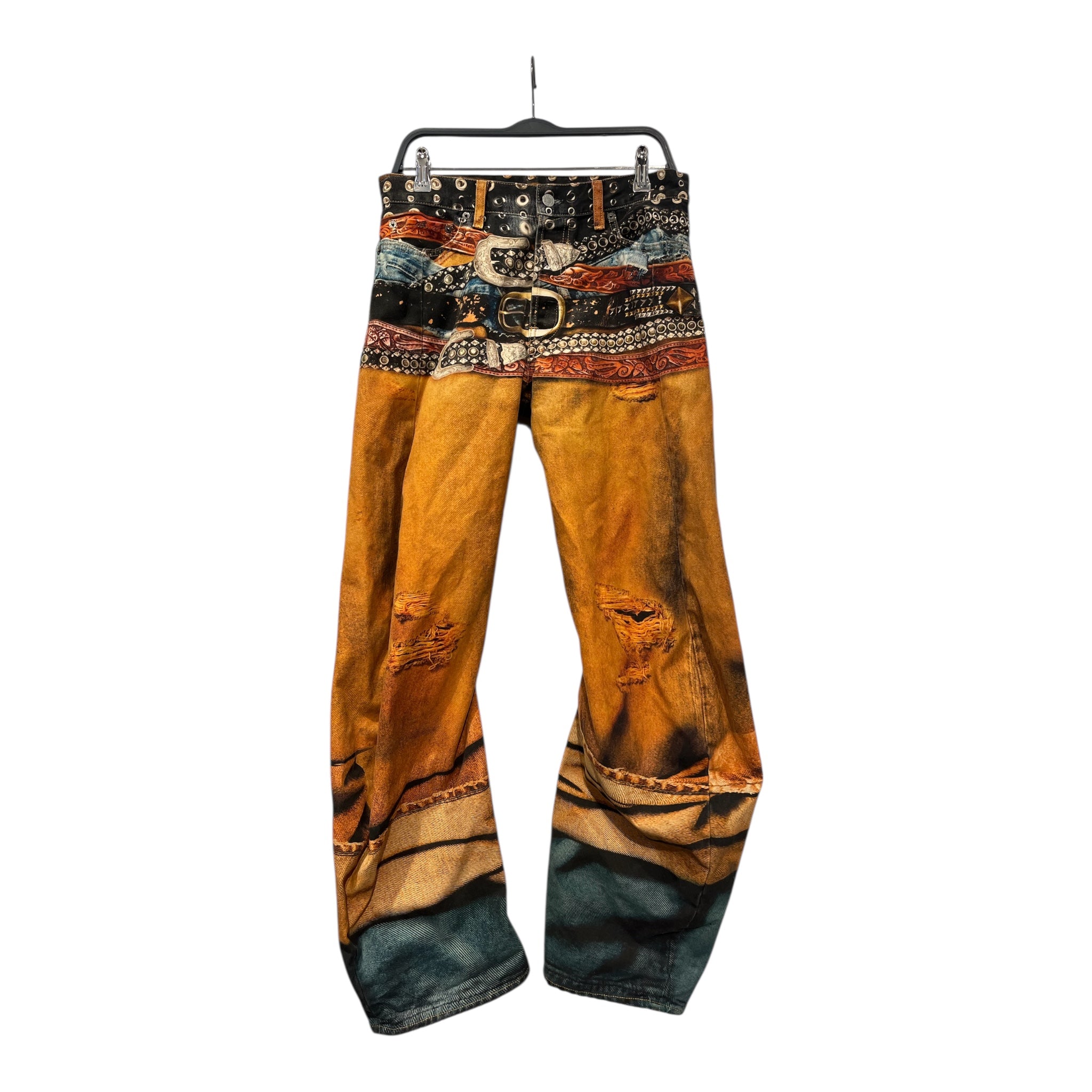 Acne Studios/Straight Pants/46/Cotton/MLT/Graphic/STACKED BELT GRAPHIC view 1